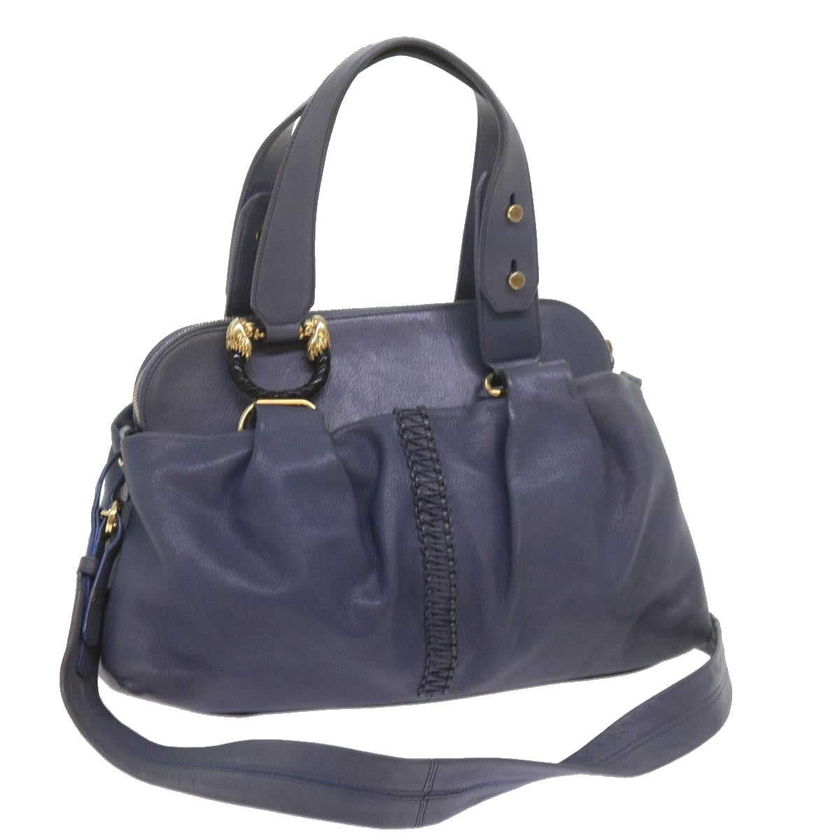 Shoulder Bag Leather 2way Blue Auth Bs9841