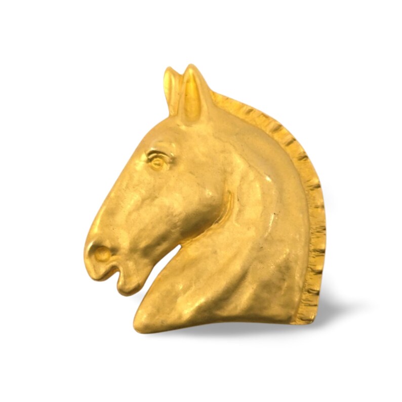 image of HERMES Vintage gold tone horse brooch