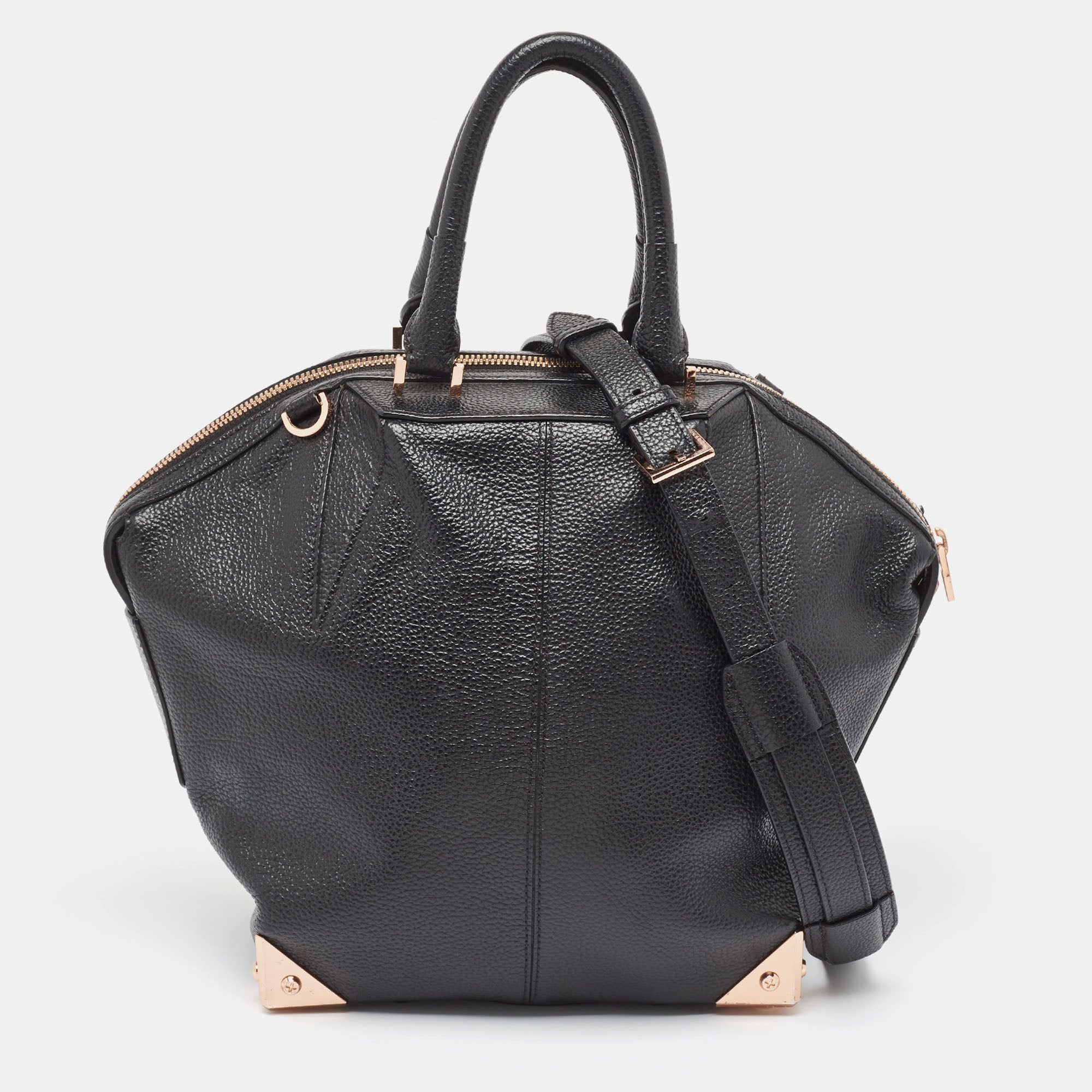 Black Grain Leather Emile Satchel