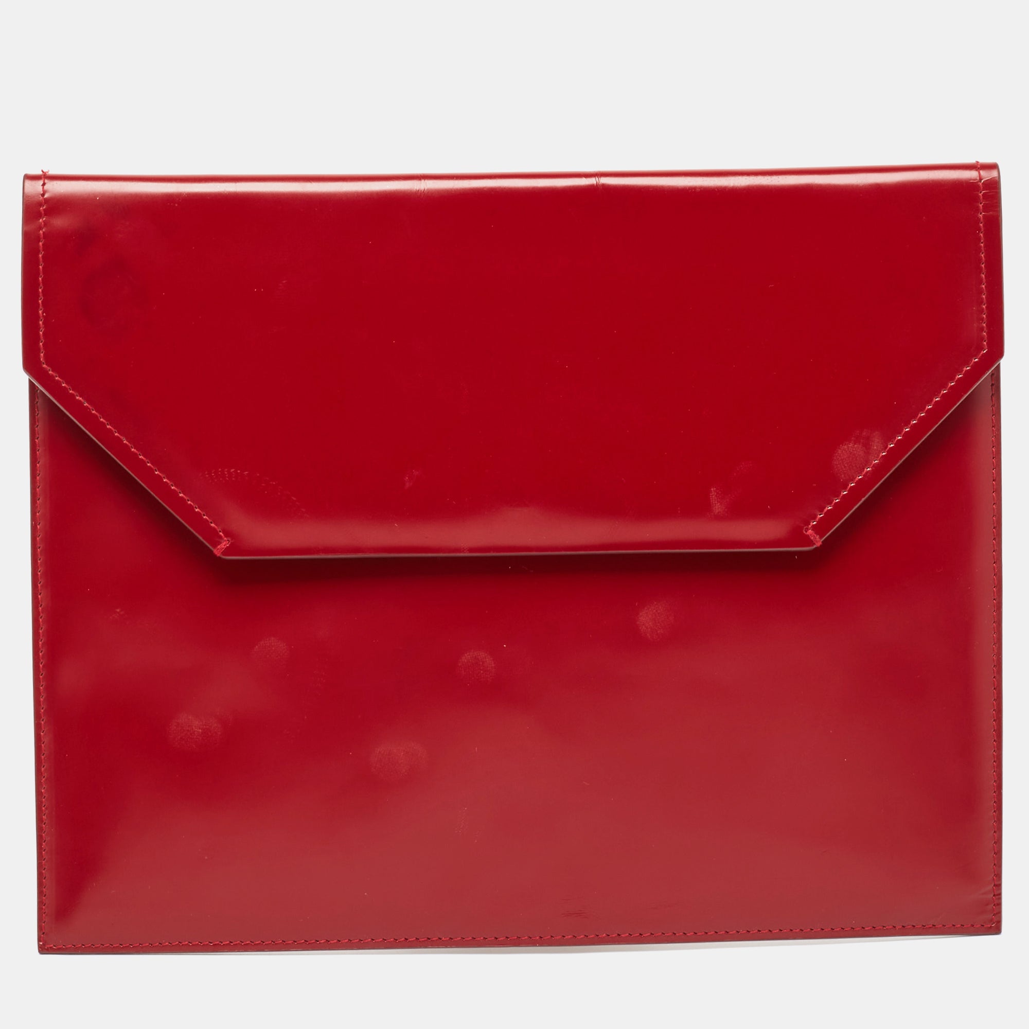 Glossy Leather Envelope Clutch