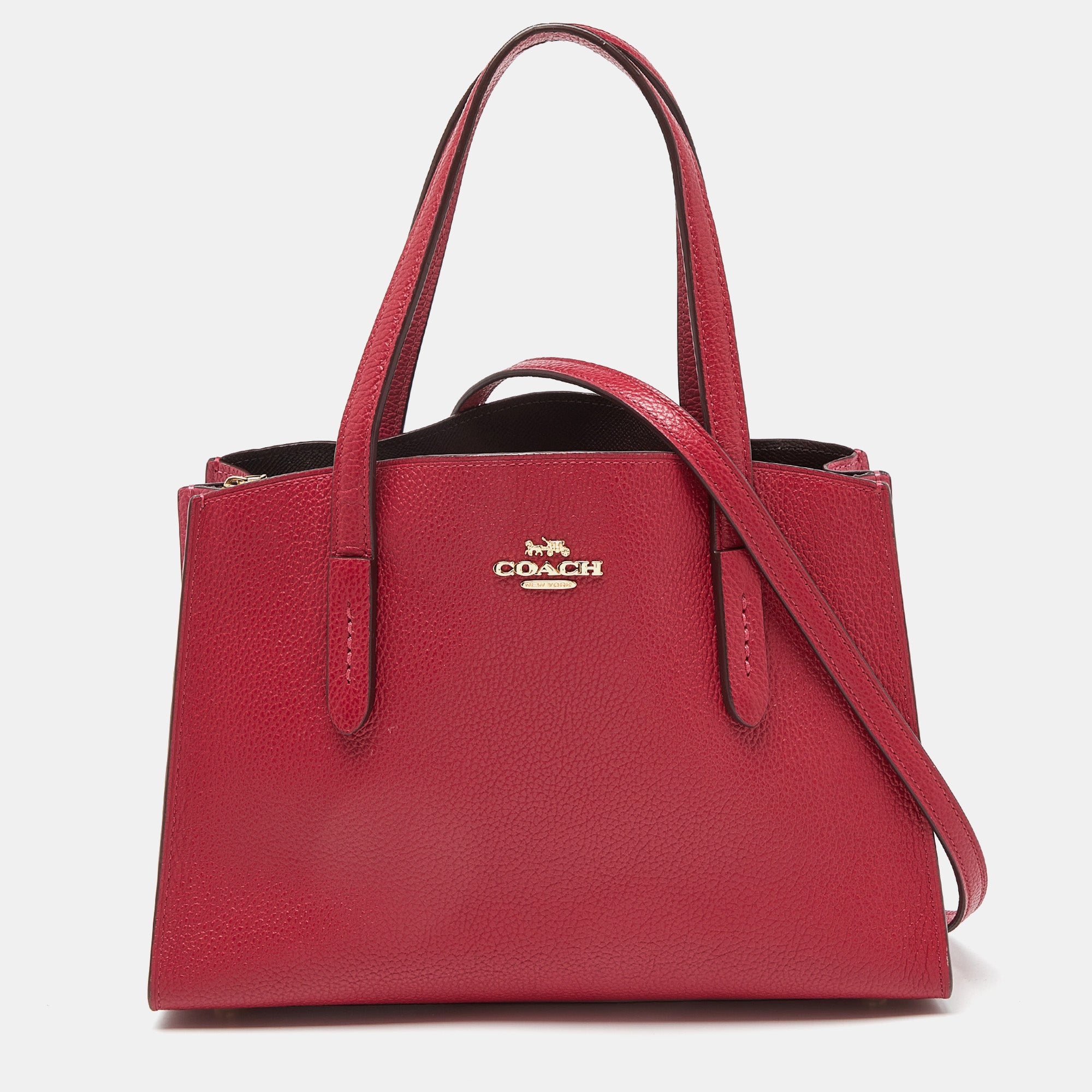 Pink Grained Leather Charlie Carryall Tote