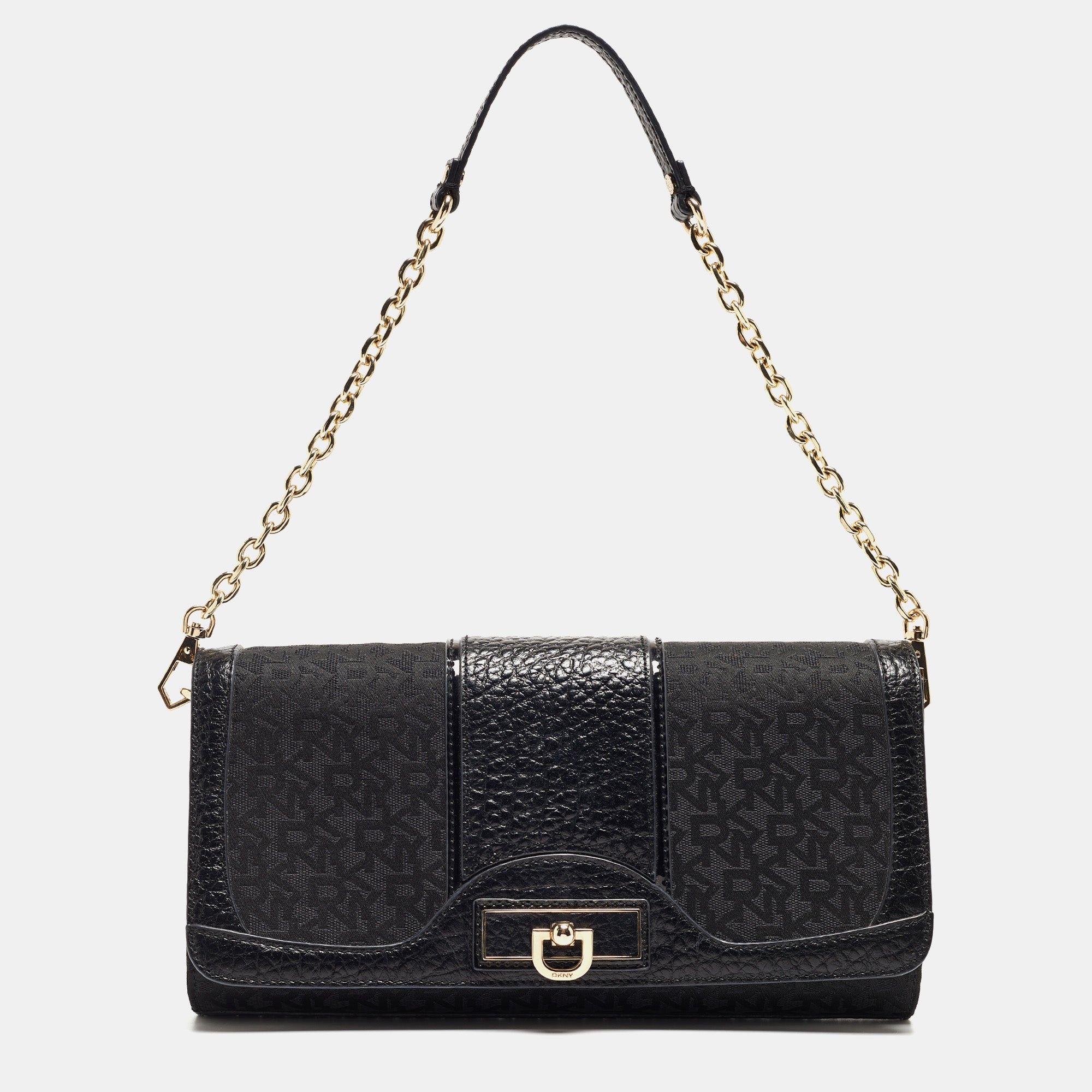 Black Monogram Canvas And Leather Flap Chain Bag