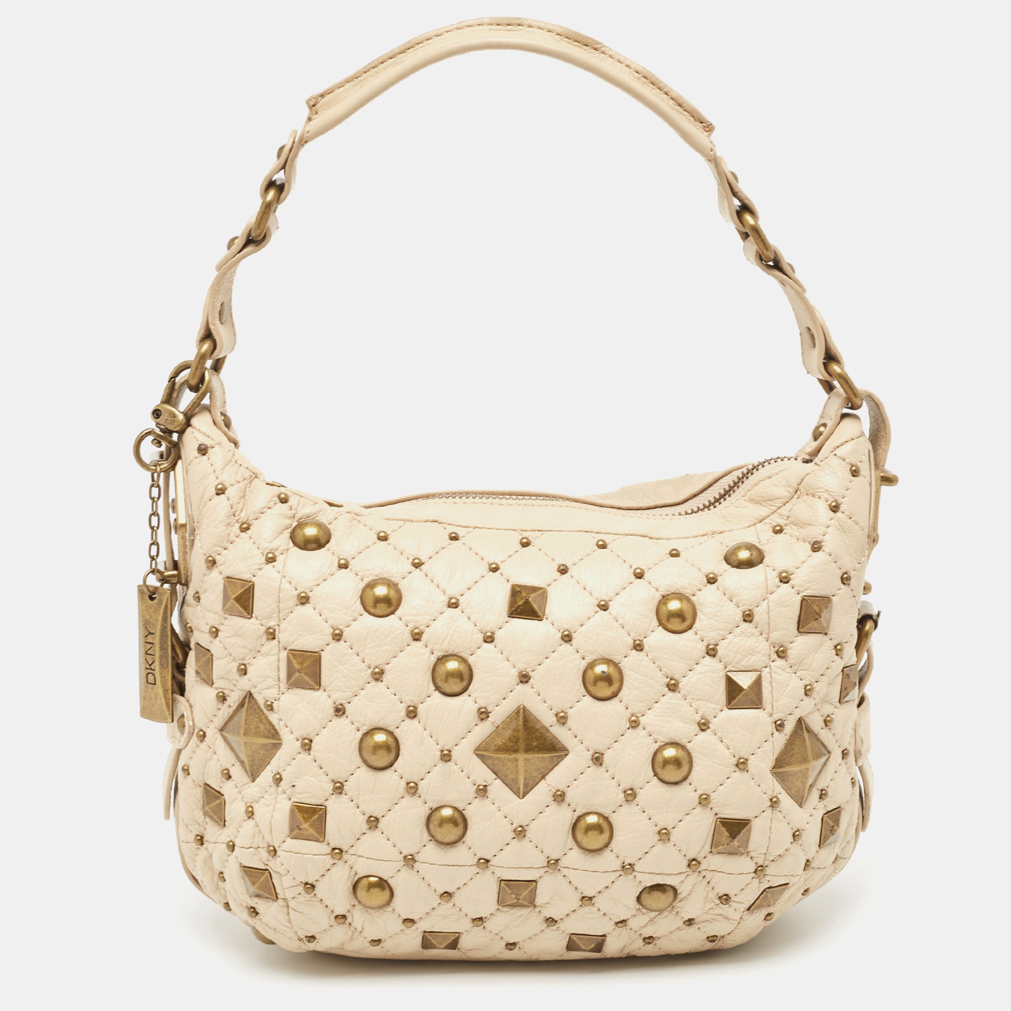 Quilted Leather Studded Hobo