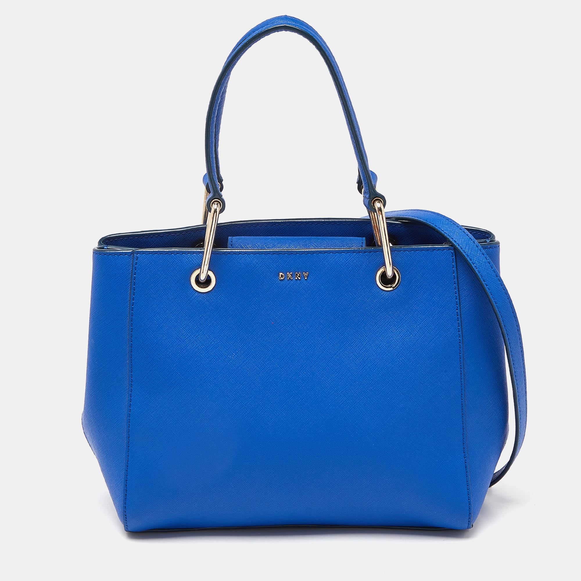 Blue Leather MD Zip Tote