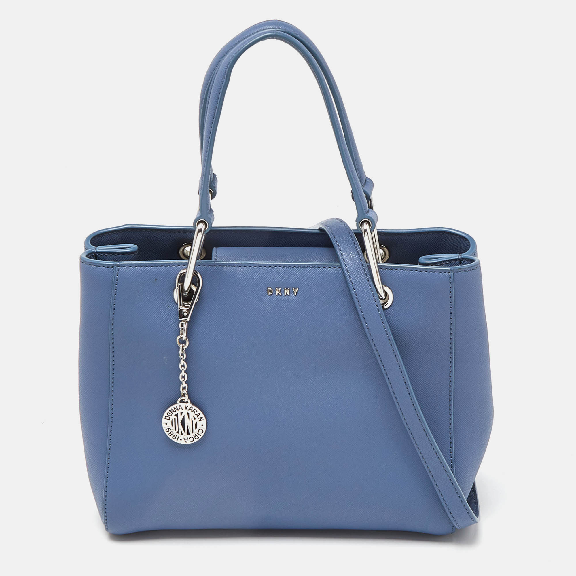 Blue Leather MD Zip Tote