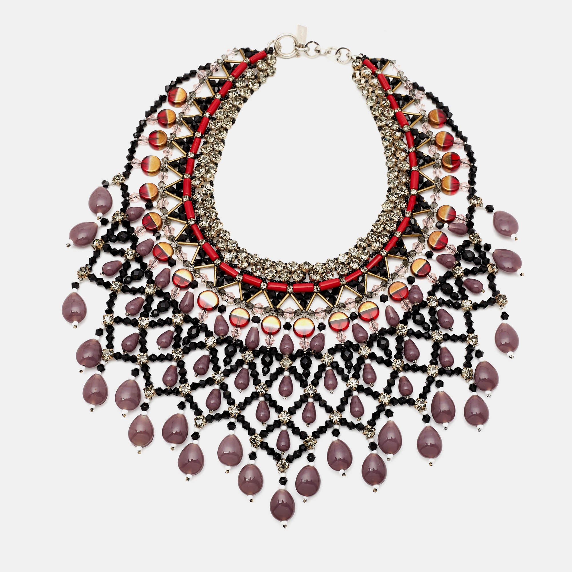 Multicolor Crystal Beaded Statement Drop Necklace