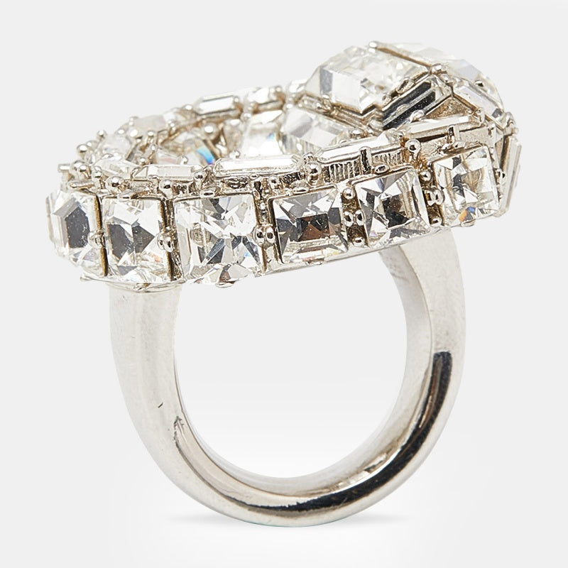 Image of GUCCI Crystals Silver Tone Ring Size 49