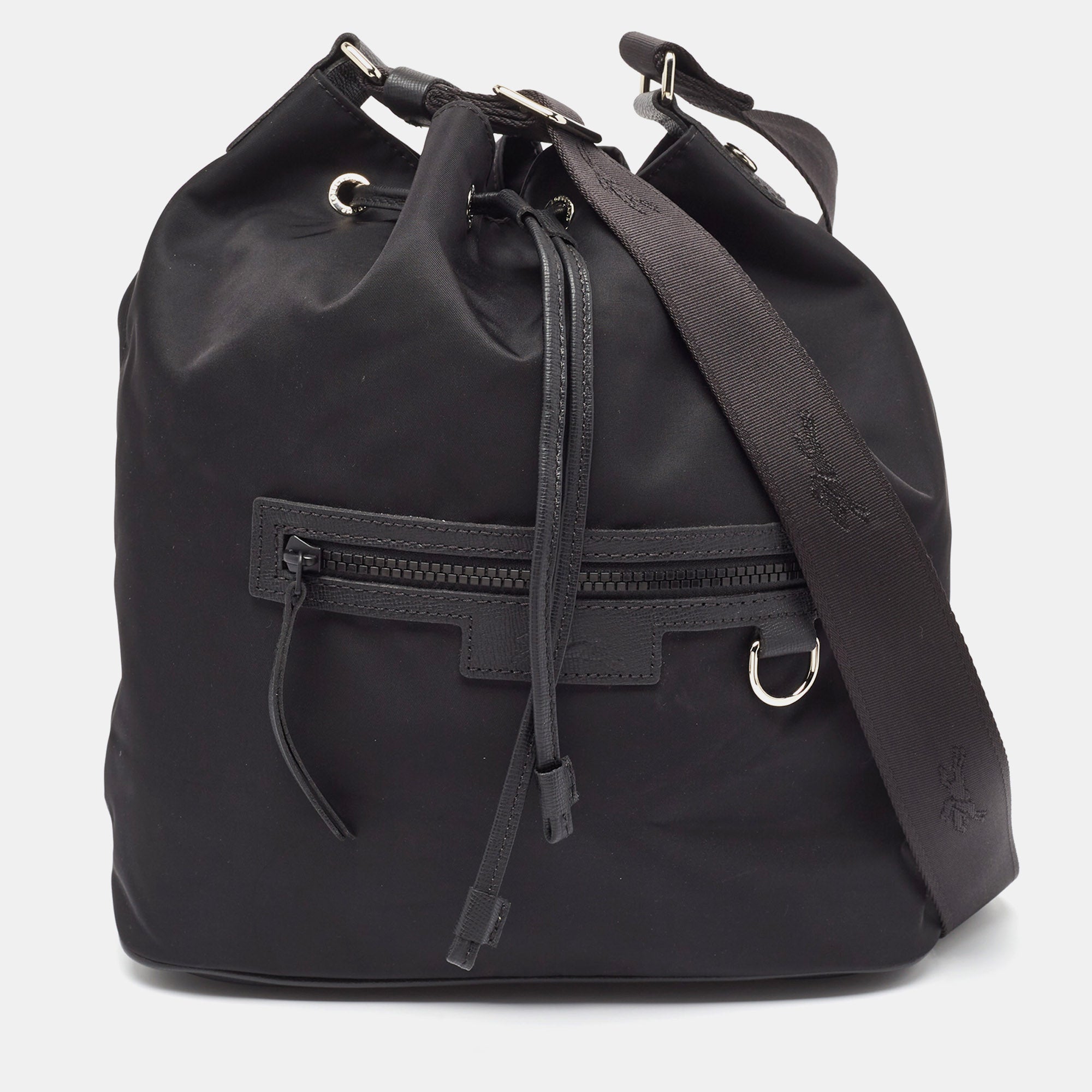 Black Nylon Le Pliage Neo Bucket Shoulder Bag