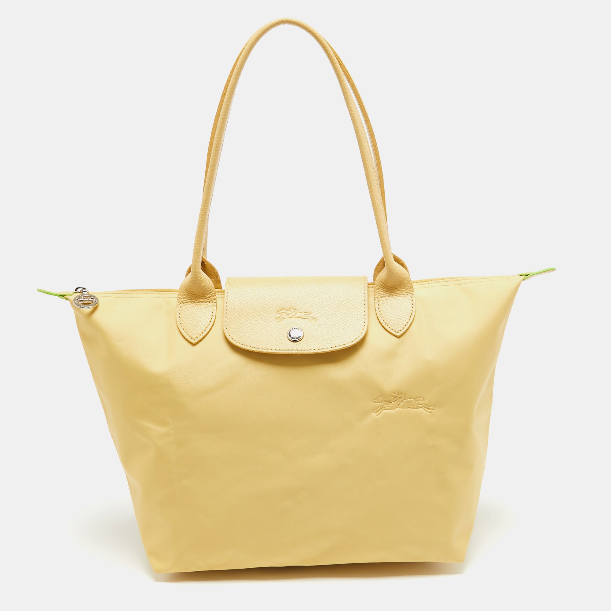 Yellow Nylon And Leather Le Pliage Tote