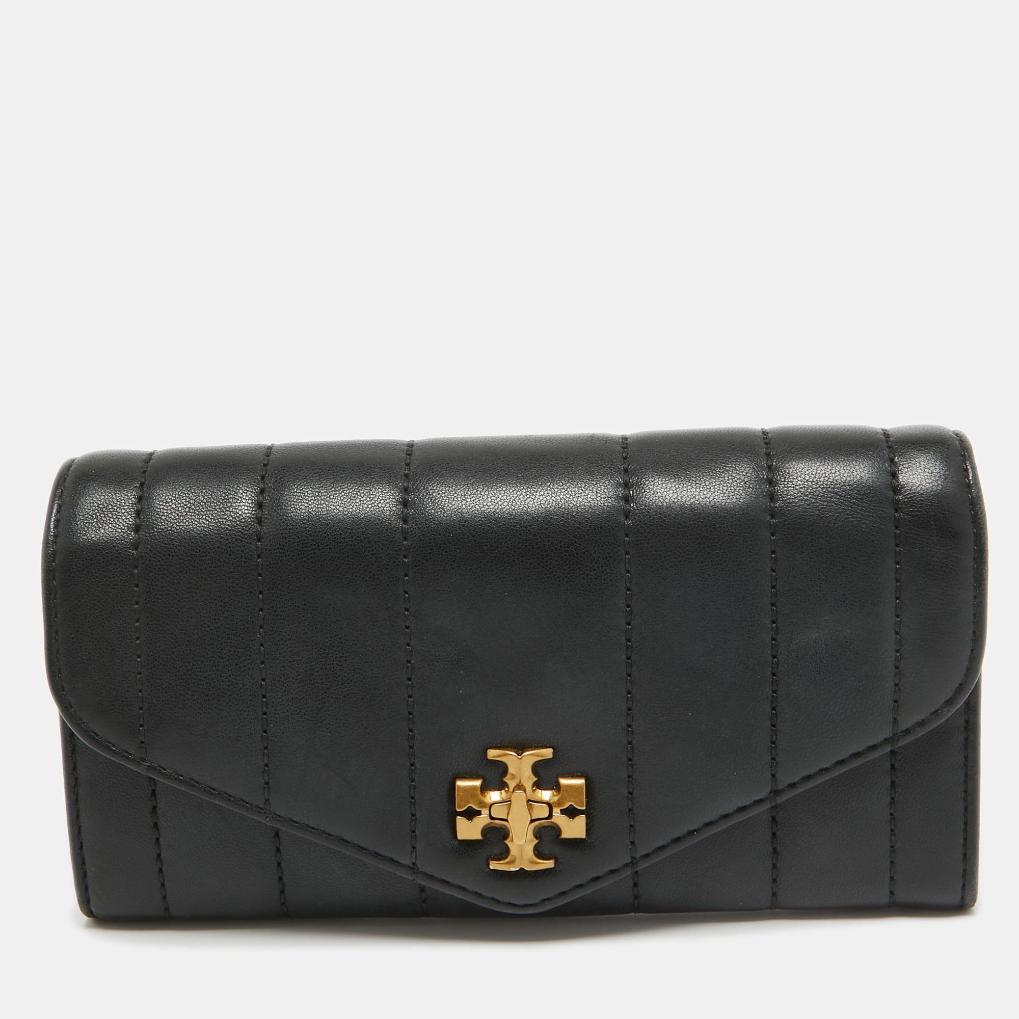 Black Quilted Leather Kira Envelope Wallet