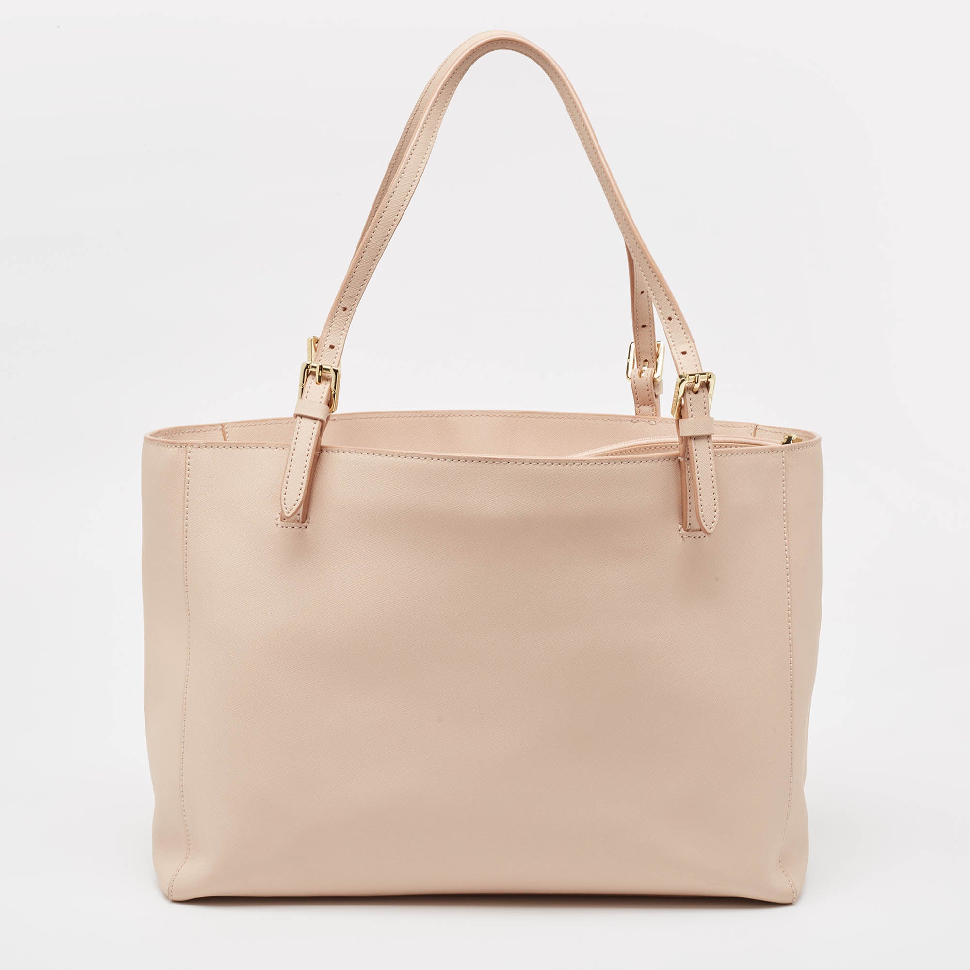 Blush Pink Saffiano Leather Large York Buckle Tote