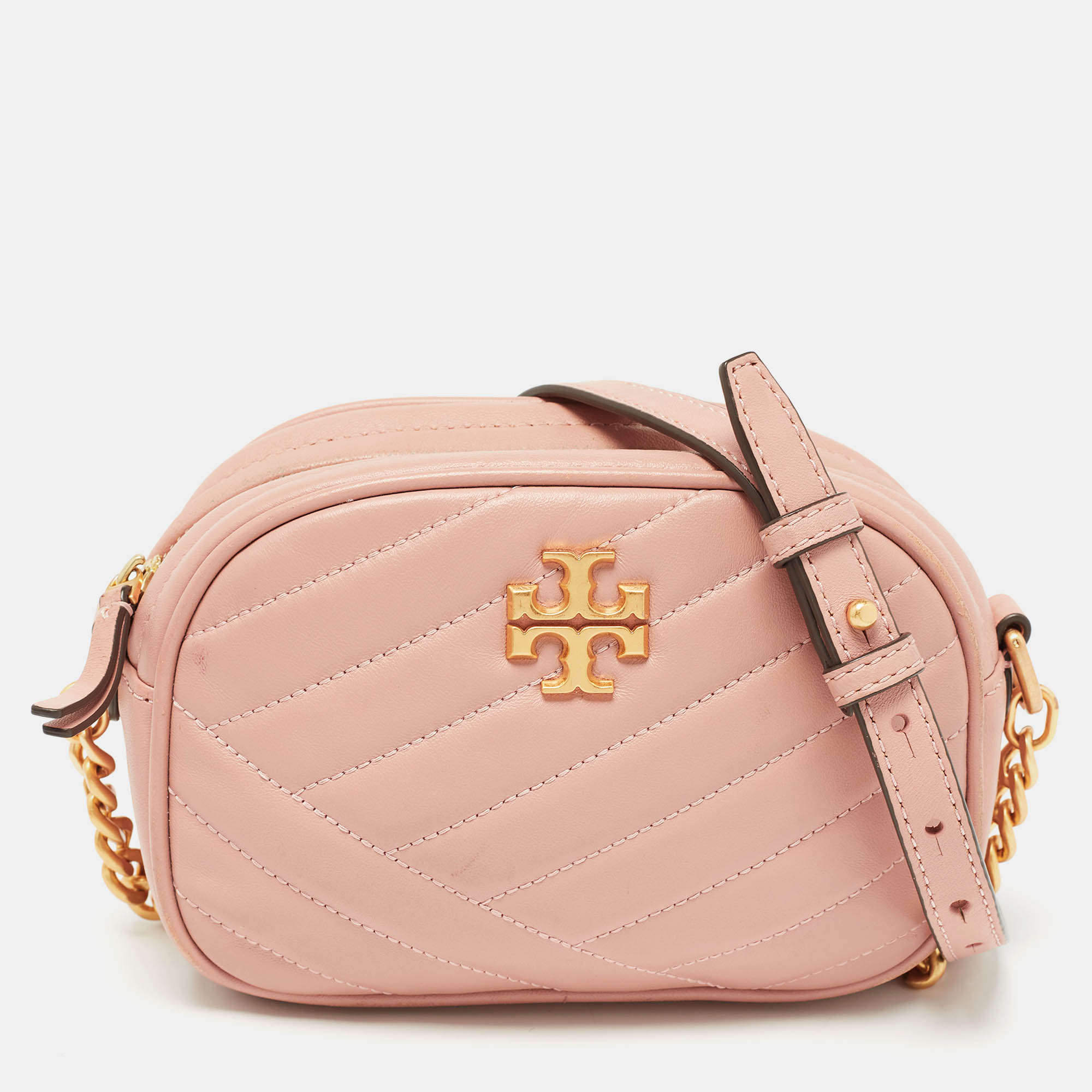 Pink Chevron Leather Small Kira Camera Bag