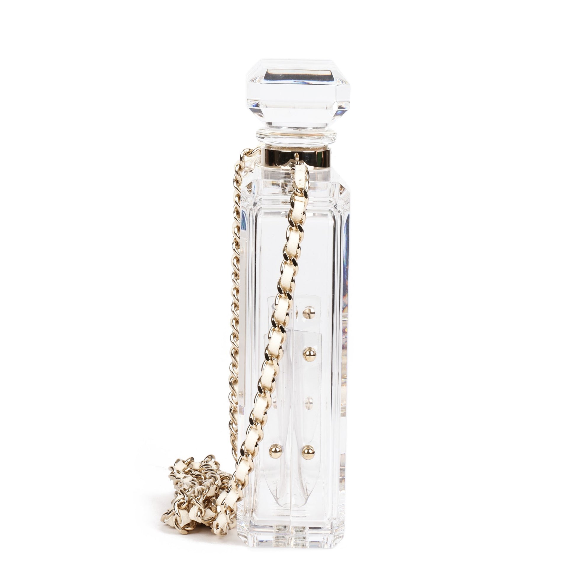 Chanel Clear Plexiglass Perfume Bottle Minaudiere Shoulder Bag