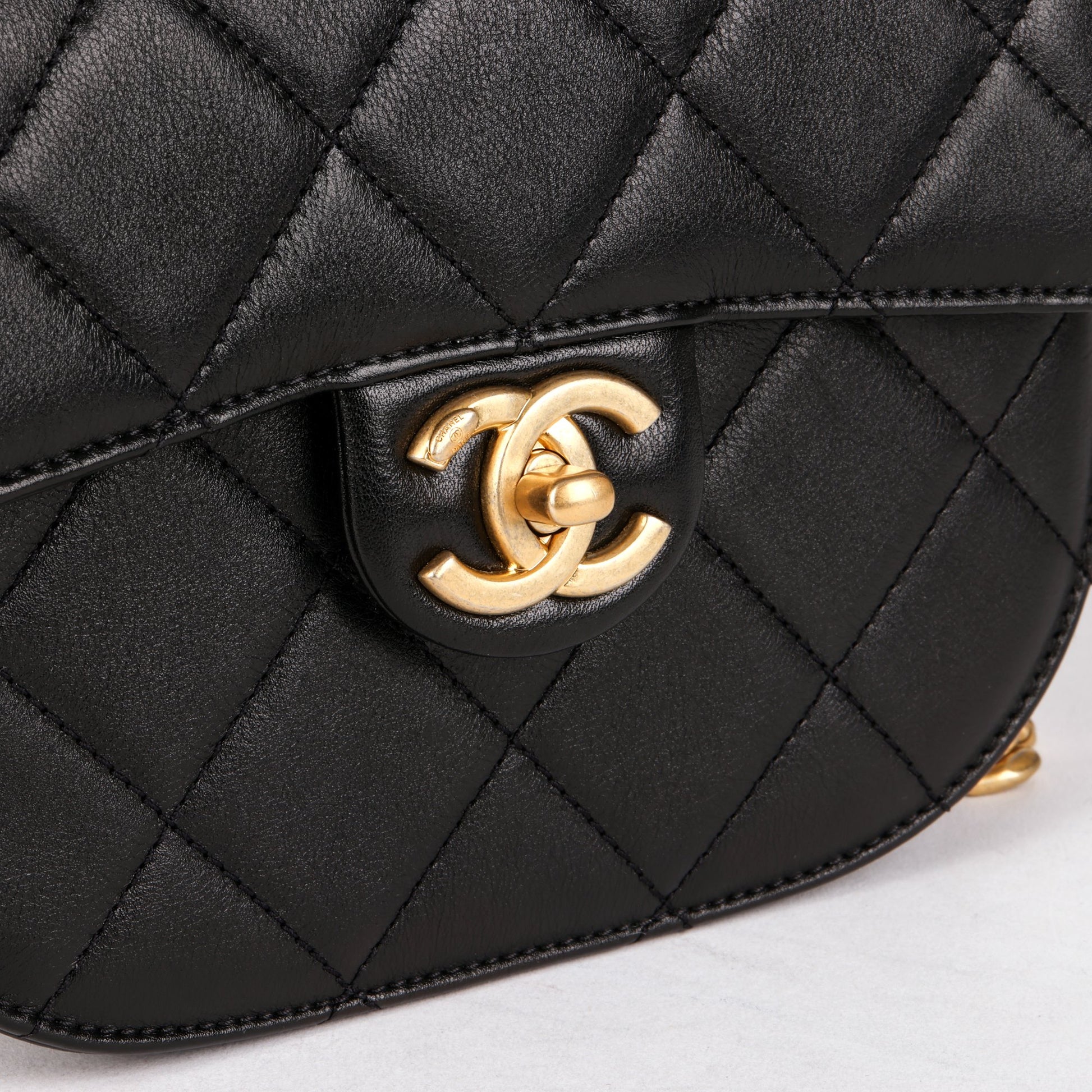 Chanel Black Quilted Lambskin Mini Messenger Shoulder Bag