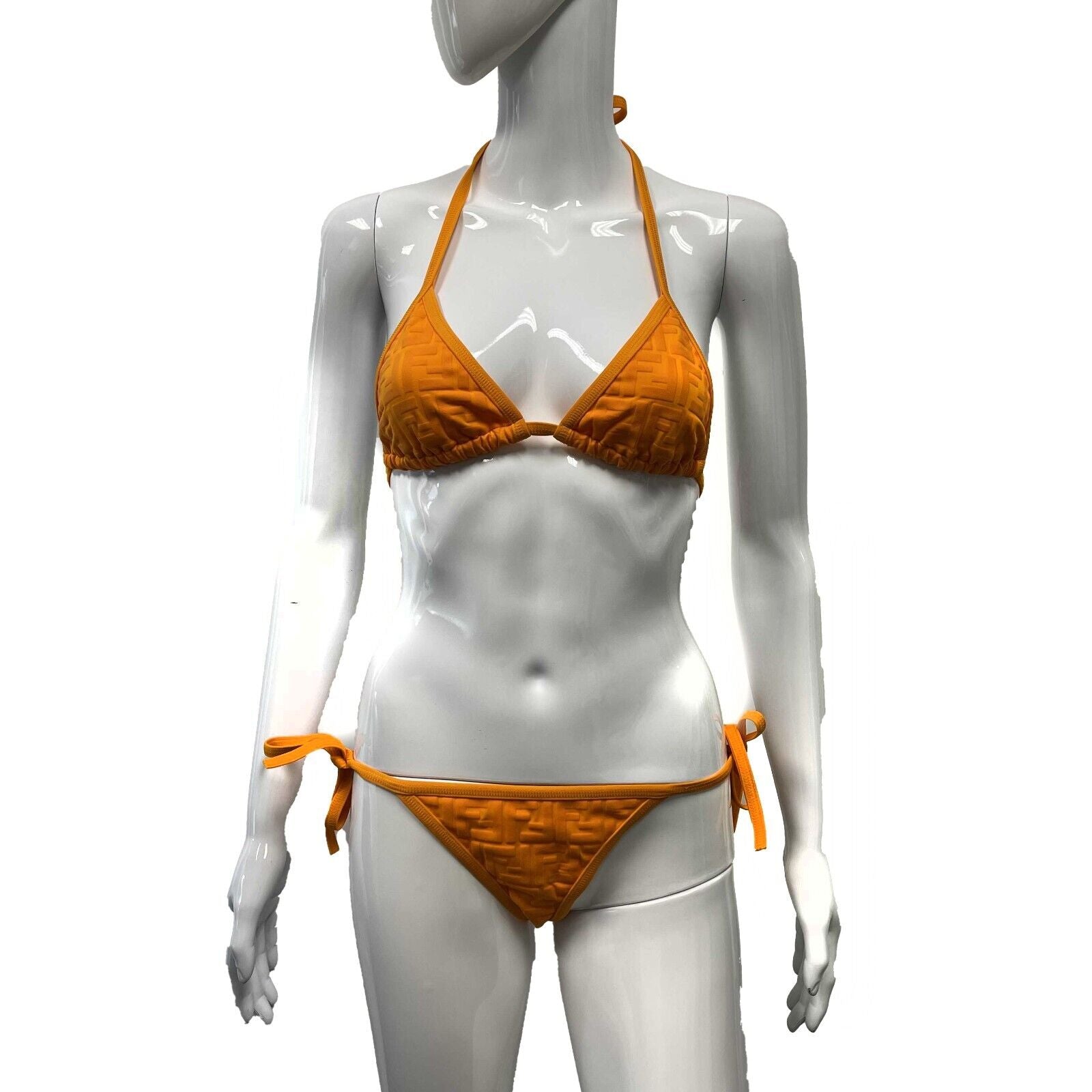 Excellent Orange FF Logo Triangle Bikini 38 US 6