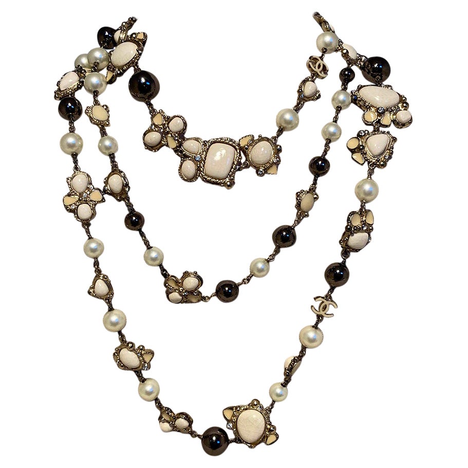Enamel And Pearl Necklace
