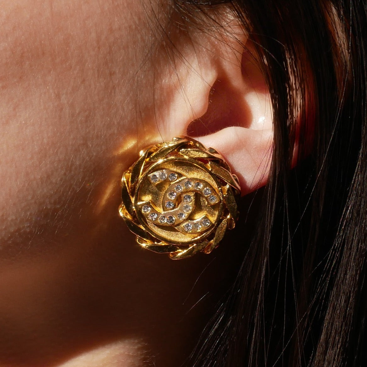 CHANEL 1988 Crystal & Gold CC Earrings 23 92607 Product Image