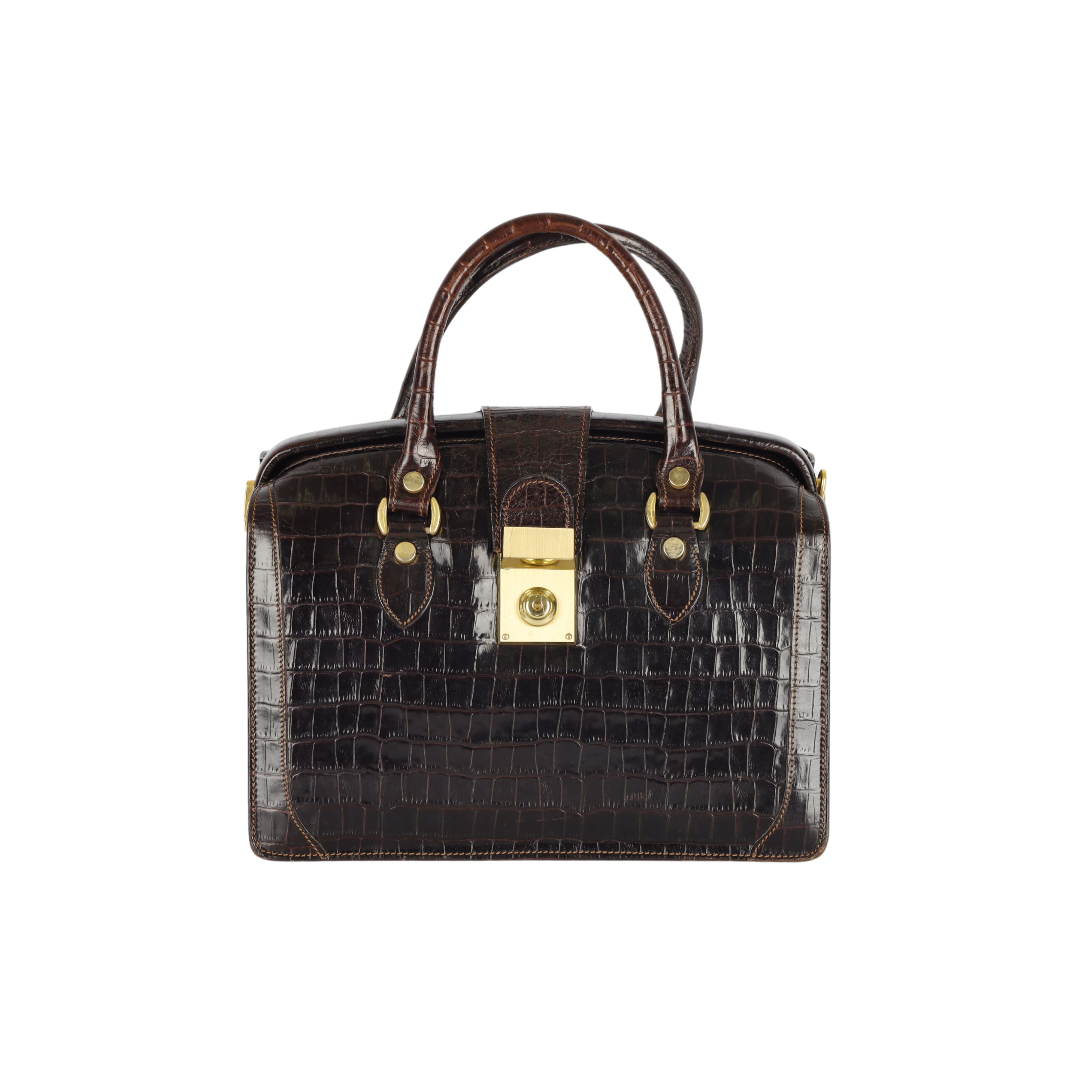 collection privee vintage croc embossed leather doctor bag