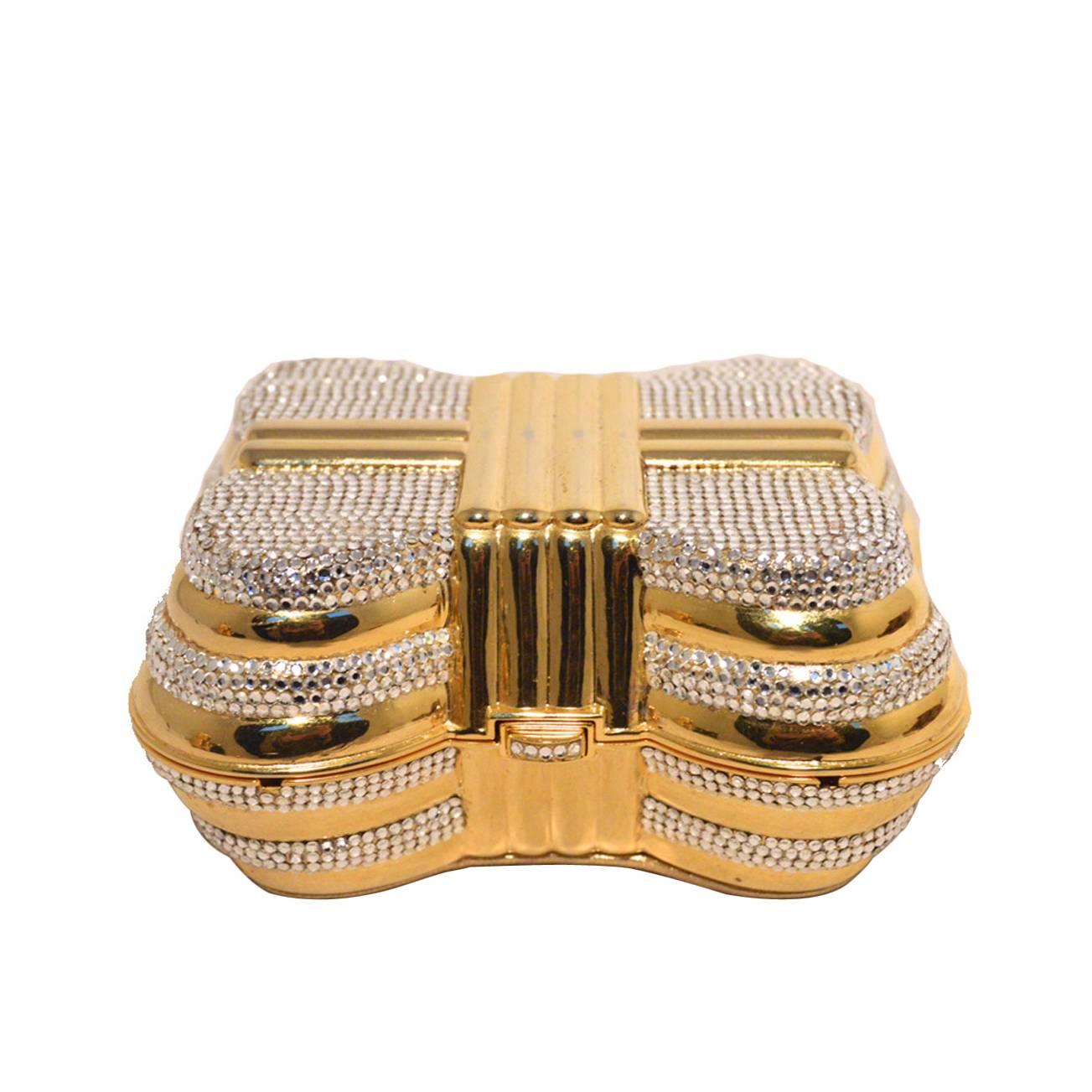 Gold & Clear Crystal Casket Minaudiere