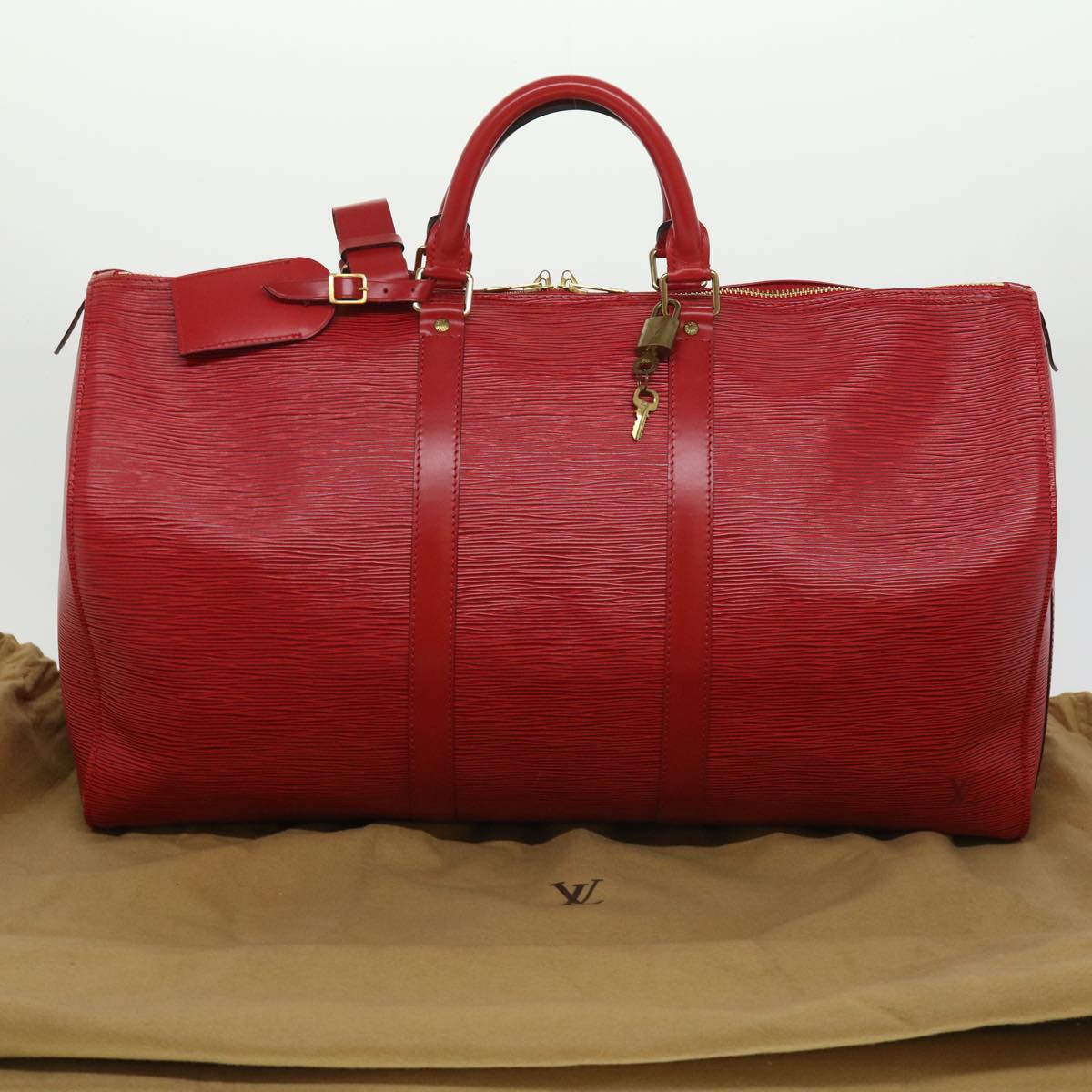 Louis Vuitton Keepall Bandouliere 45 Supreme Red Epi Leather Weekend Travel  Bag