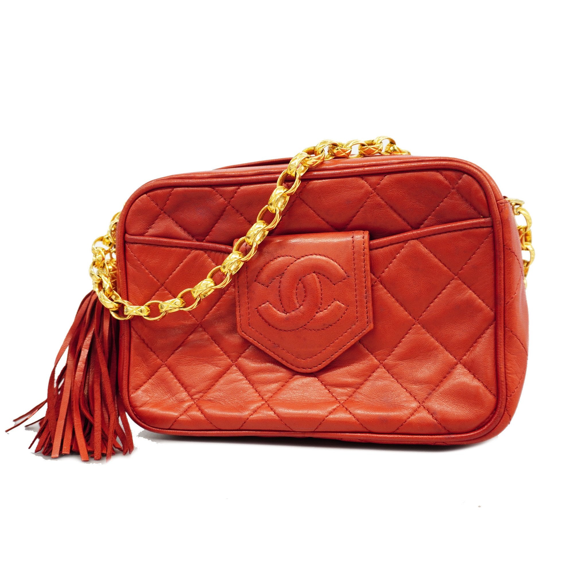 Chanel Calfskin Chevron Stitched Small Coco Flap Bag Red  STYLISHTOP