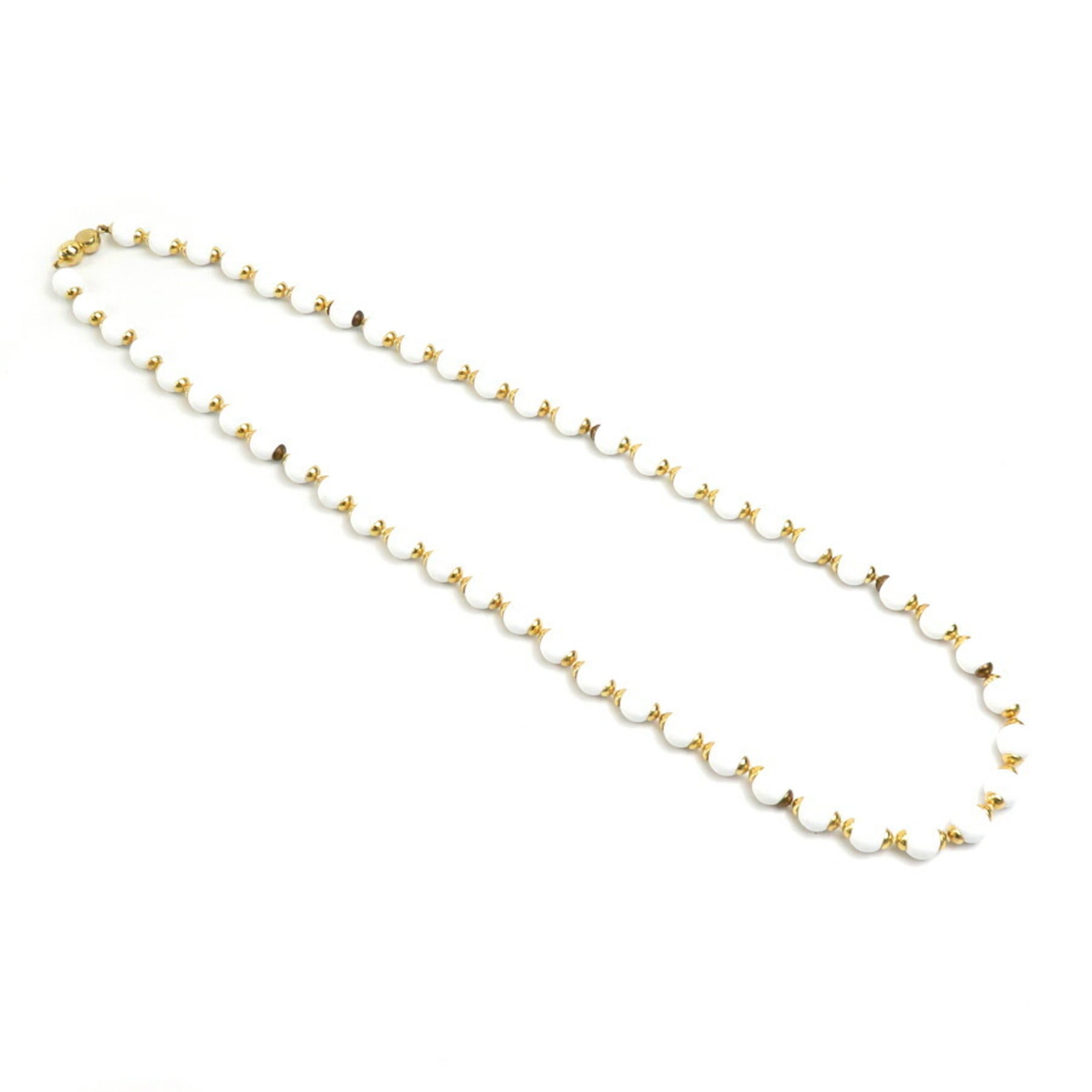 image of CELINE Necklace Plastic/Metal White/Gold Women's