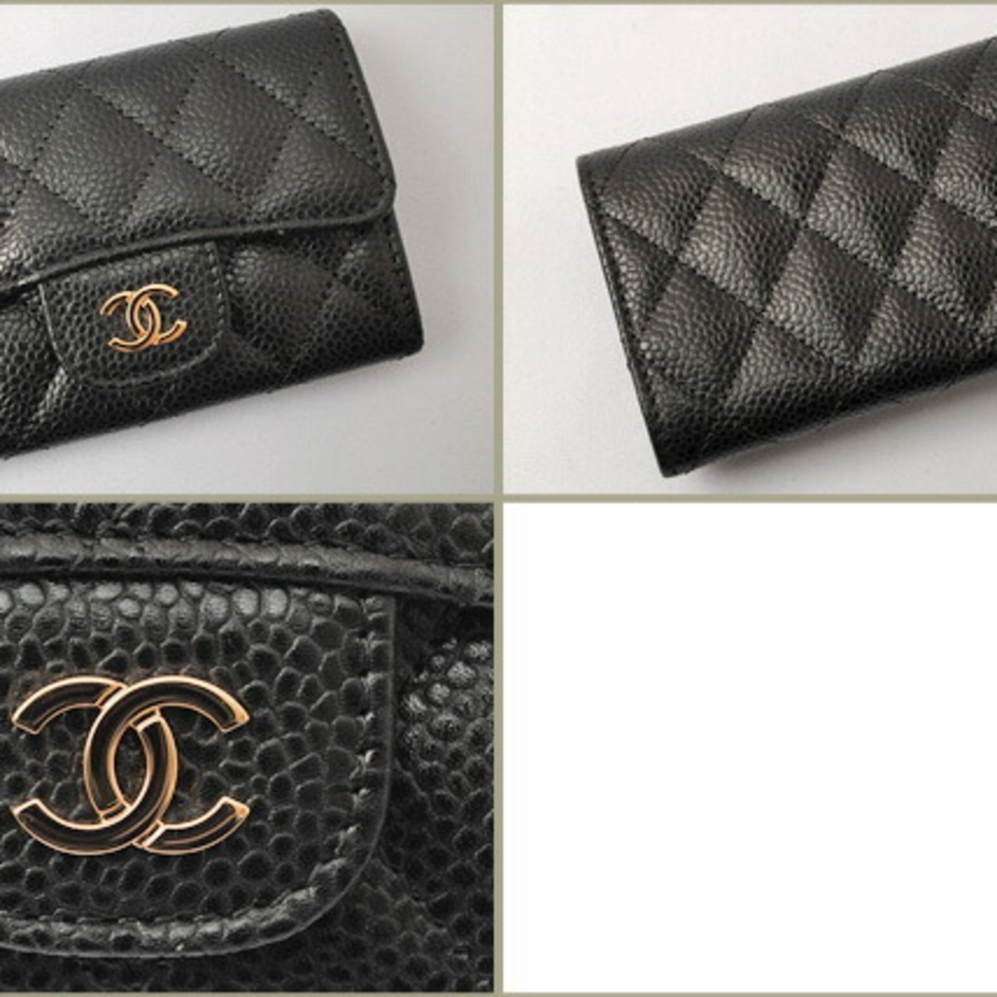 Chanel coin case/card case CHANEL A80799 caviar skin black/bordeaux