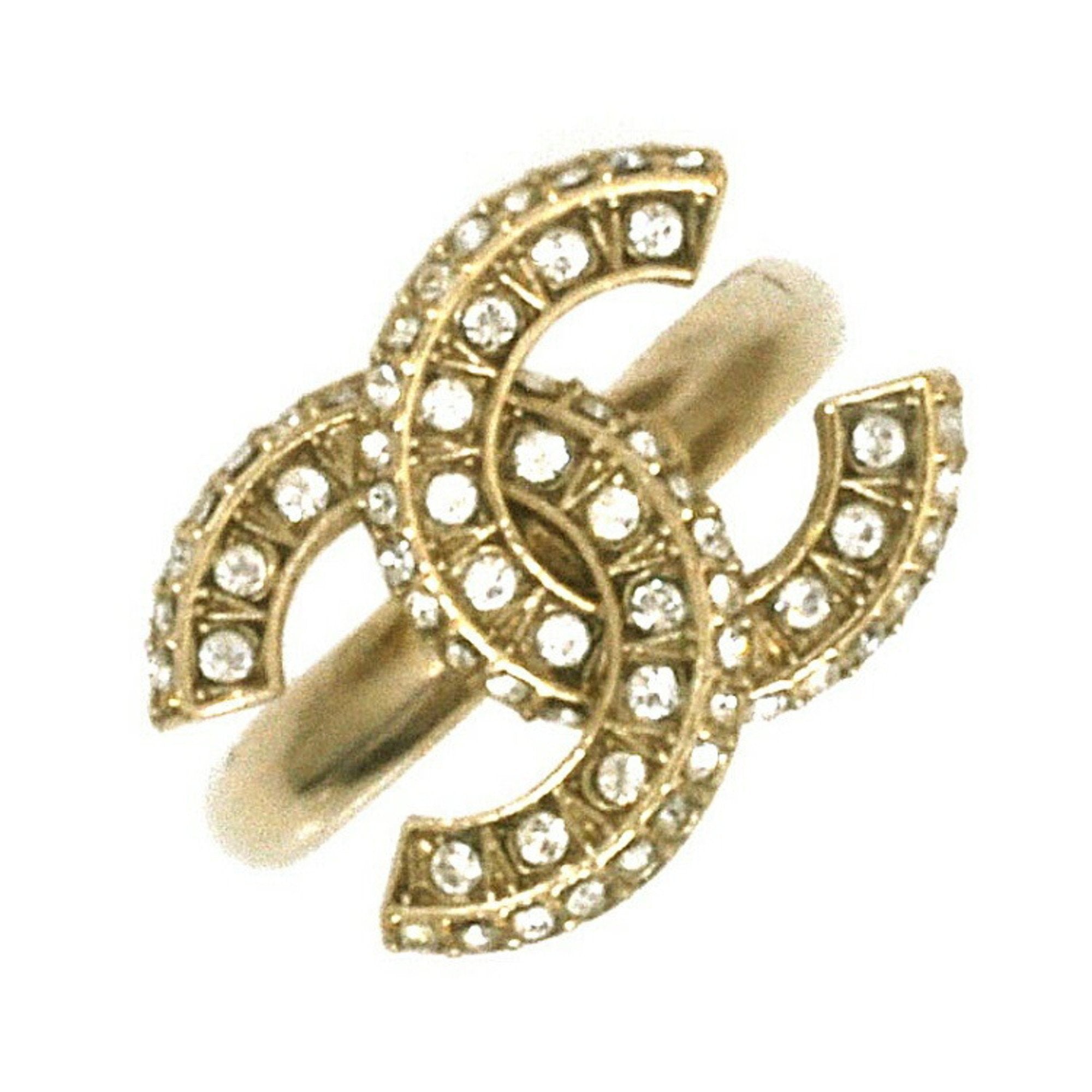 Chanel Ring Gold Clear Stone Cocomark No. 13 GP A16 V CHANEL Rhineston