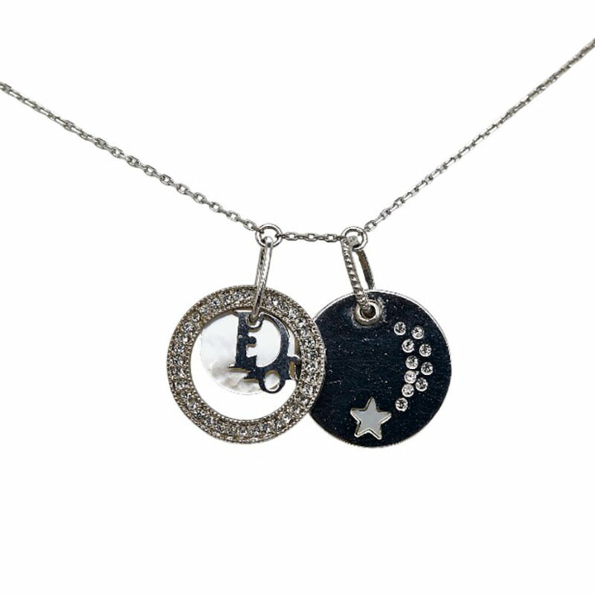 christian dior trotter rhinestone pearl,rhinestone,swarovski women's necklace [silver]