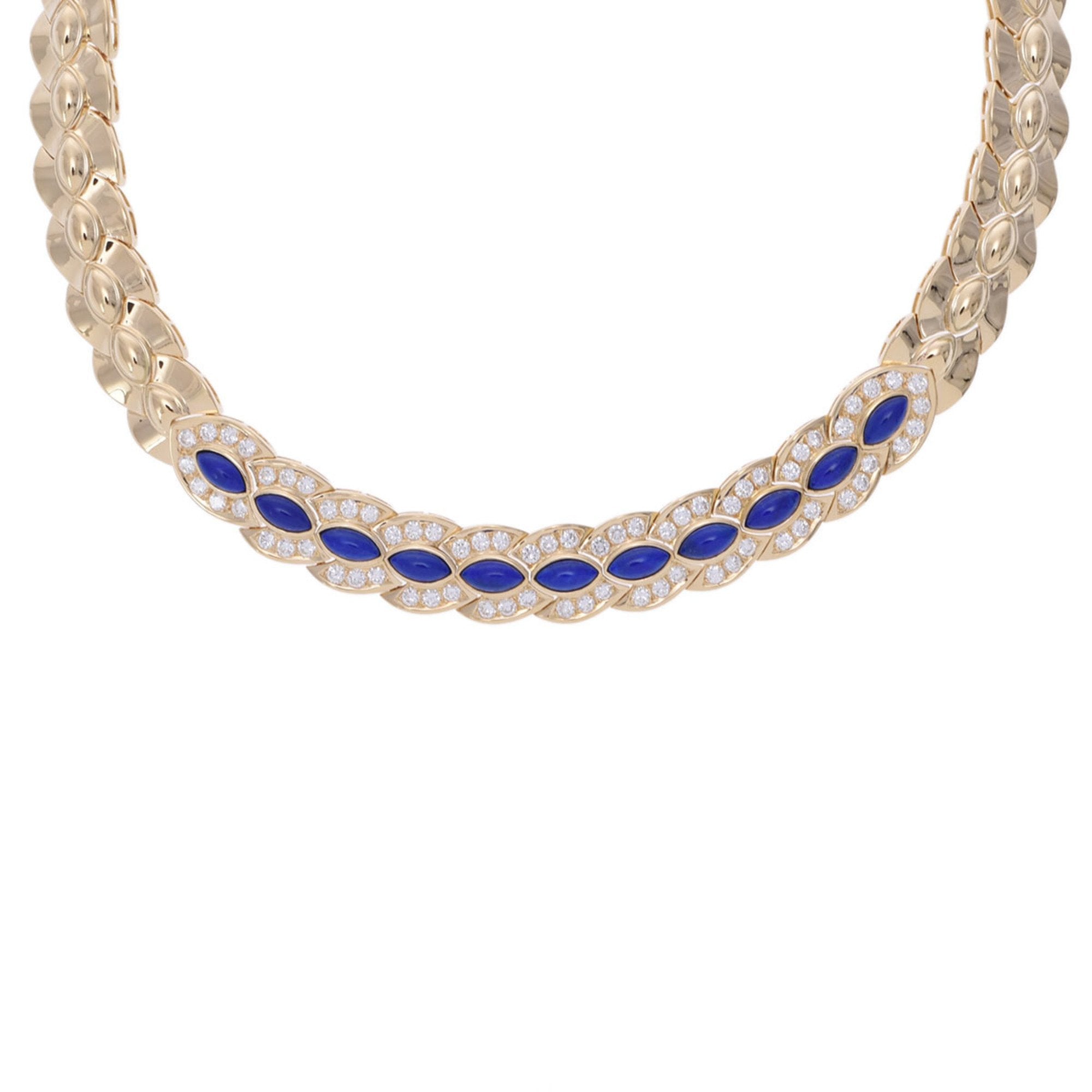 Diamond Lapis Lazuli Women's K18 Yellow Necklace