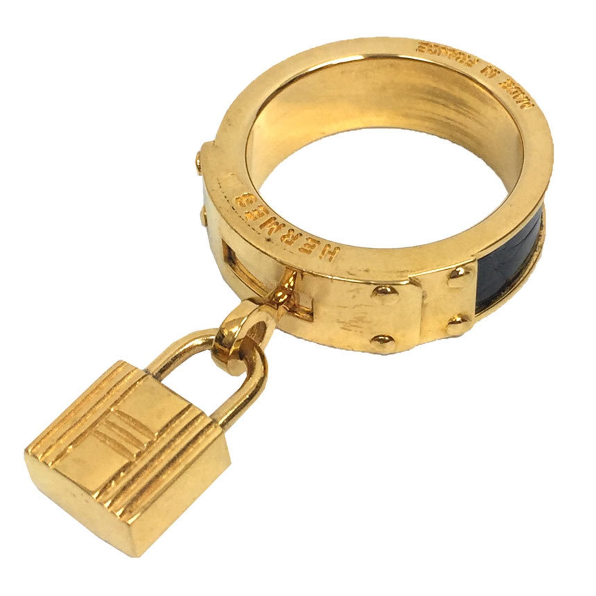 image of HERMES Kelly Cadena Scarf Ring Black x Gold Muffler Belt
