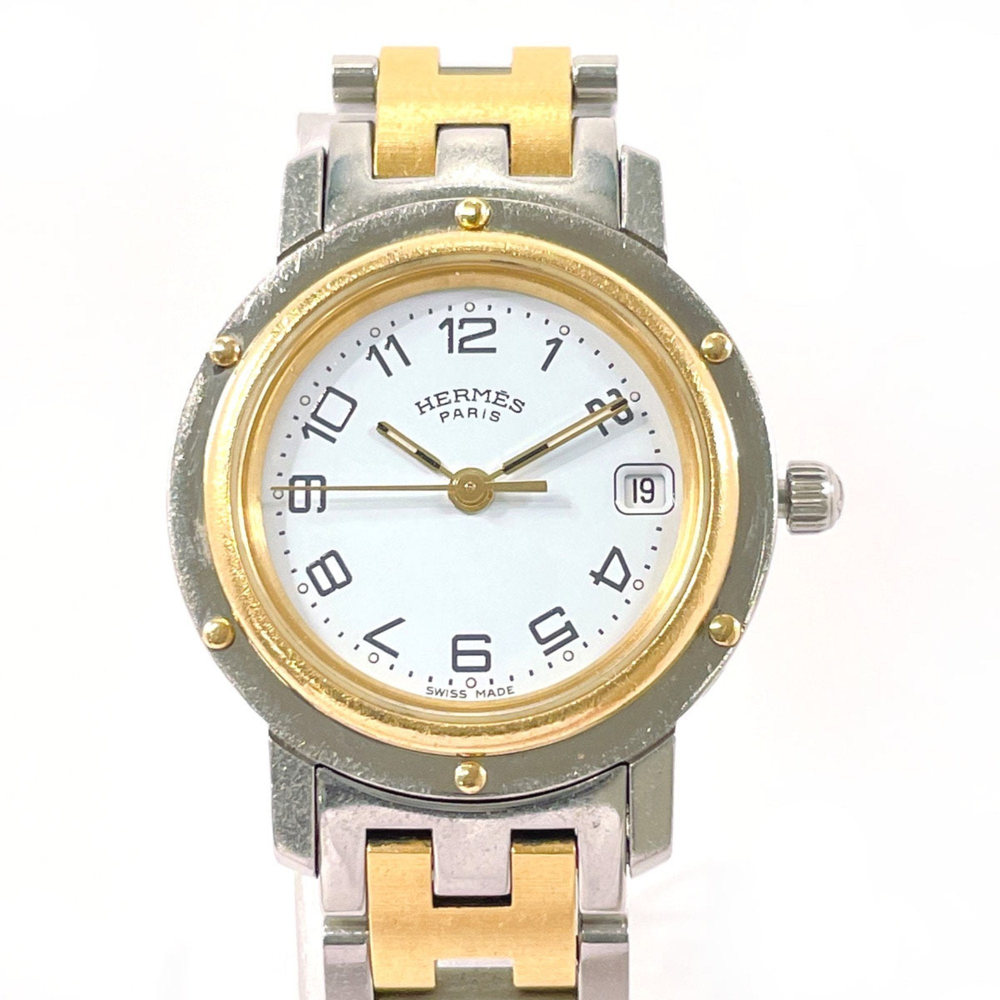image of HERMES Clipper Used Watch Stainless Steel GP  CL4.220 Ladies Silver