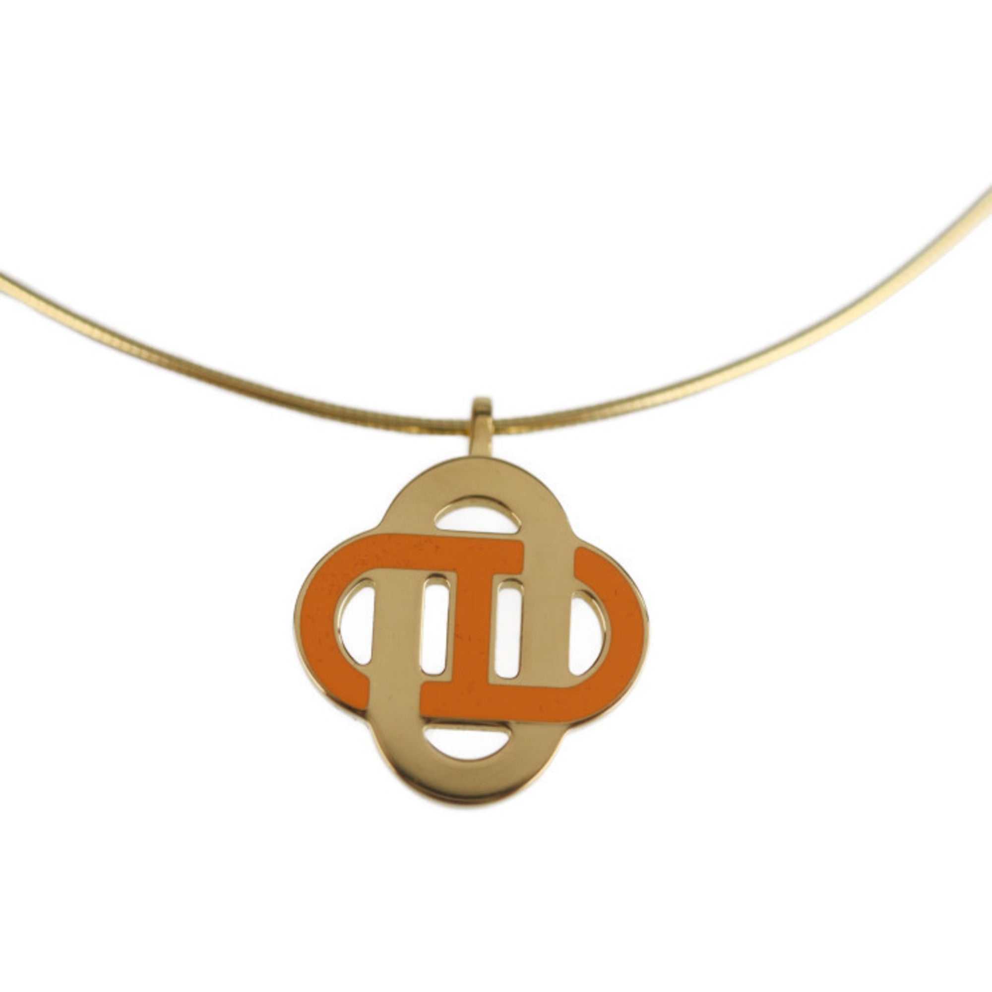 image of HERMES  Shane d'Ancle Isatis Necklace Metal Gold Orange Pendant