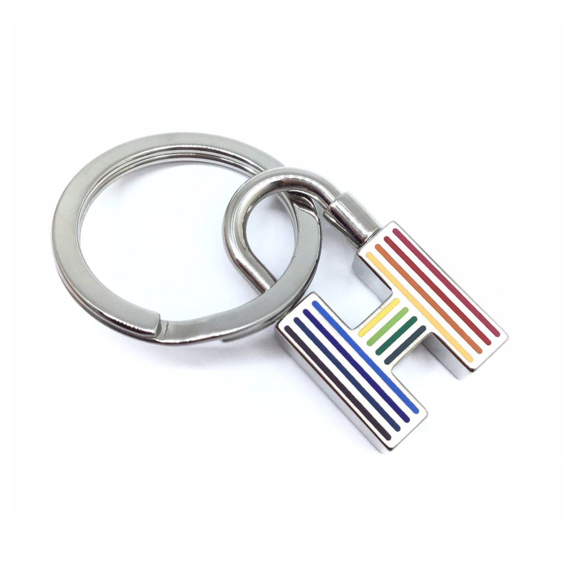 Image of HERMES H Cadena Quiz Key Ring Multicolor Silver Keychain Accessory Women Men Unisex