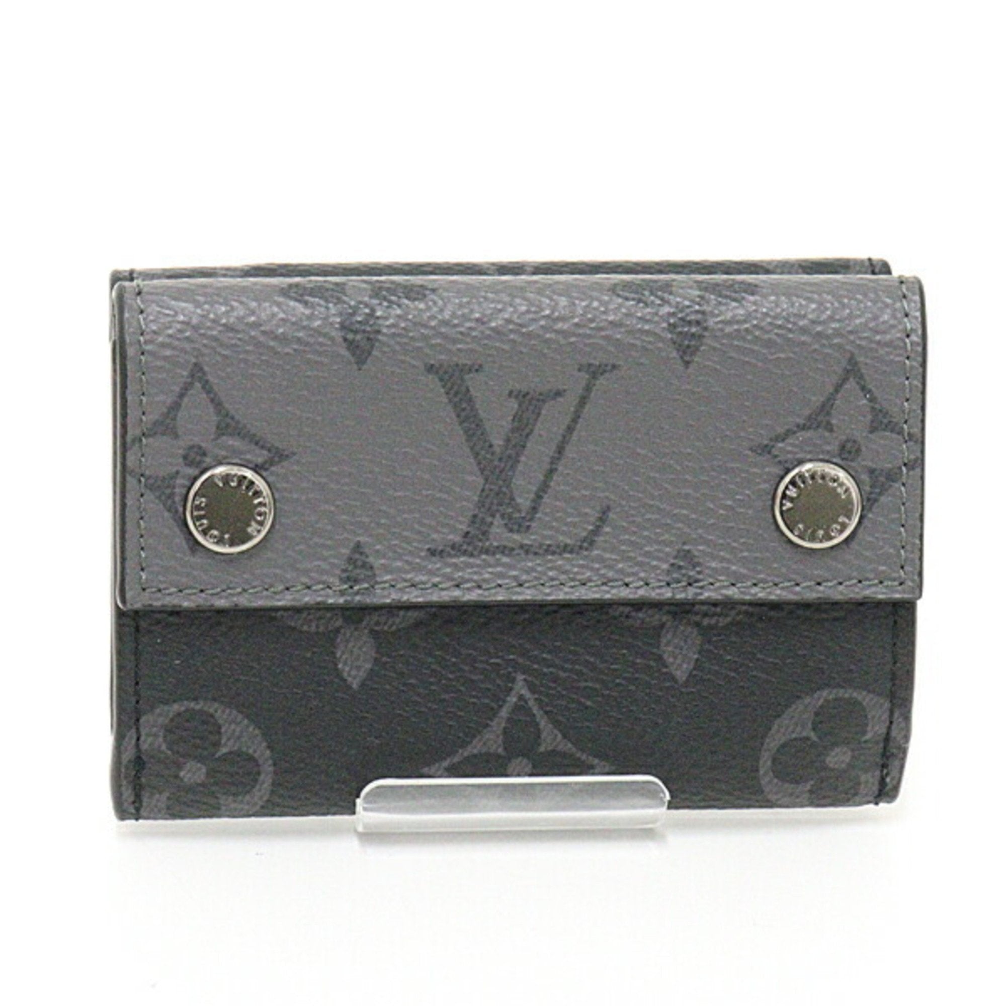 Louis Vuitton Discovery Monogram Eclipse black gray tri-fold wallet M4