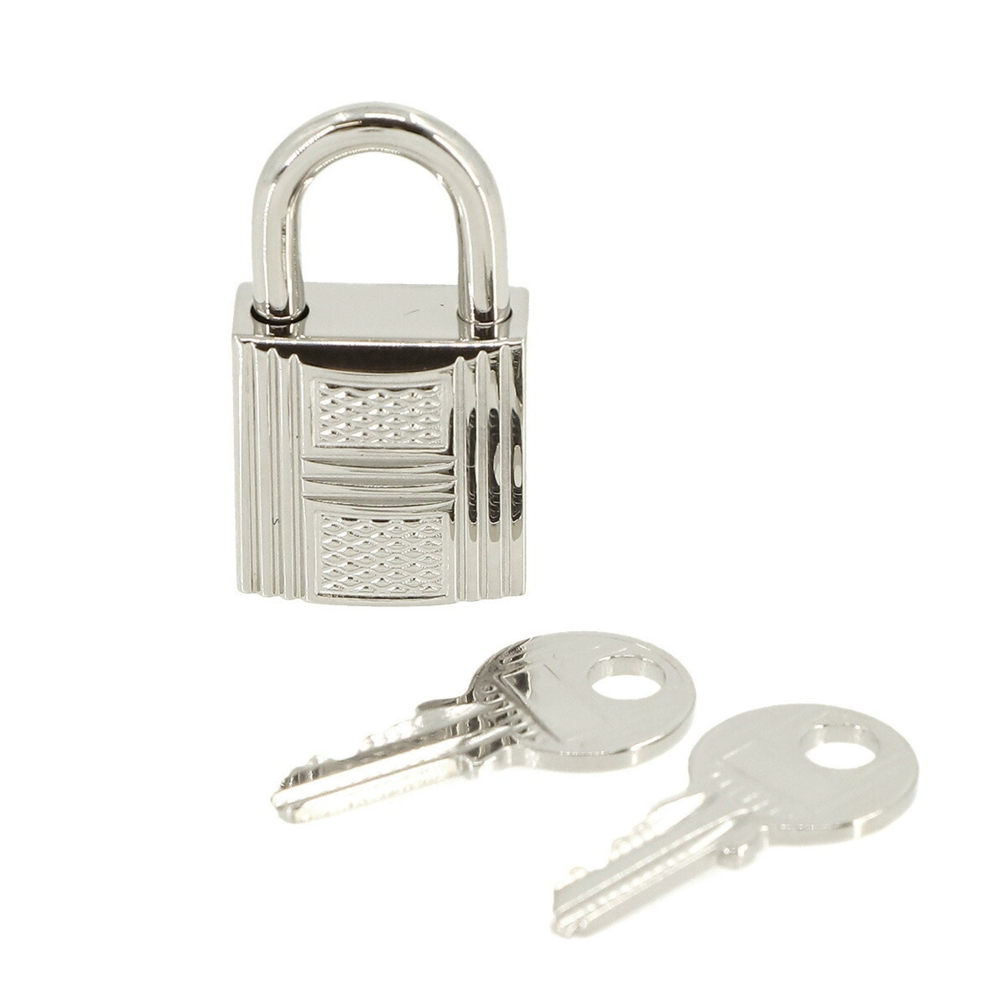 image of HERMES Guilloche Cadena Key Set Padlock Silver Lock