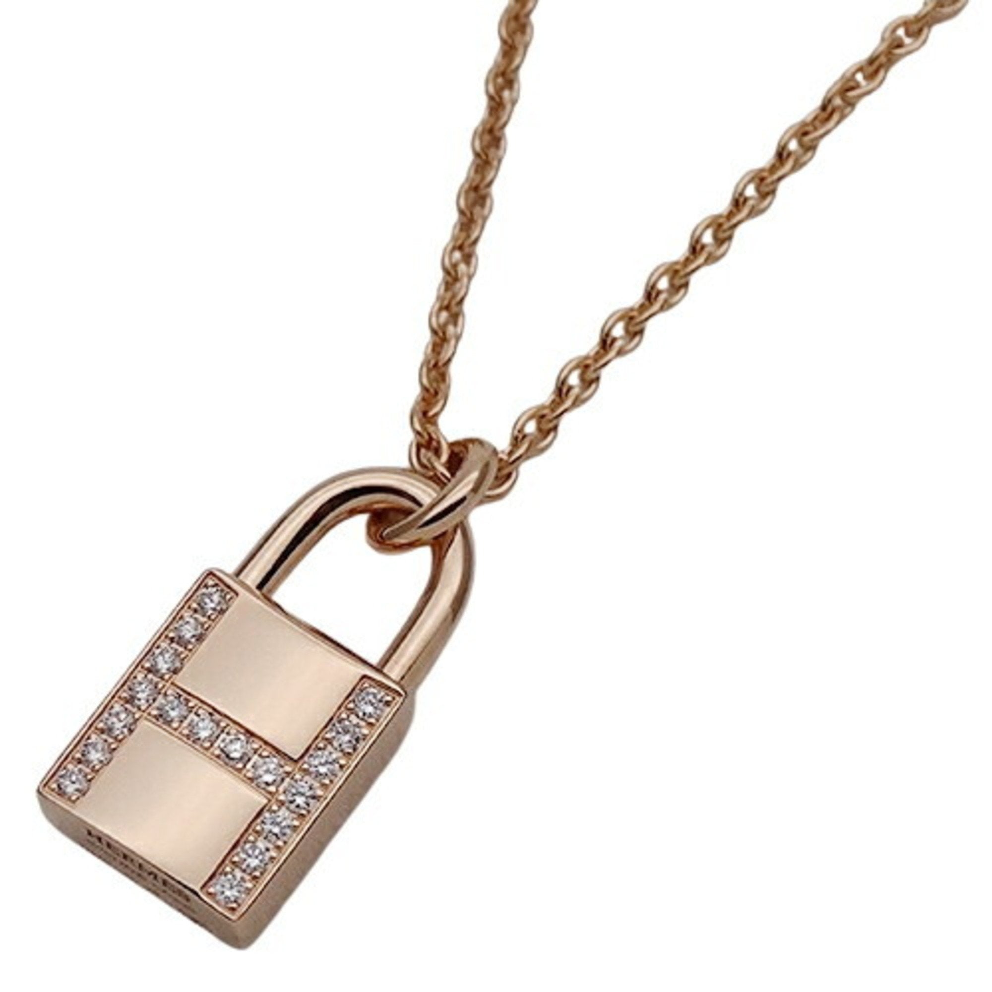 image of HERMES Necklace Women's 750PG Diamond Amulet Cadena Pink Gold H121332B 00 Polished