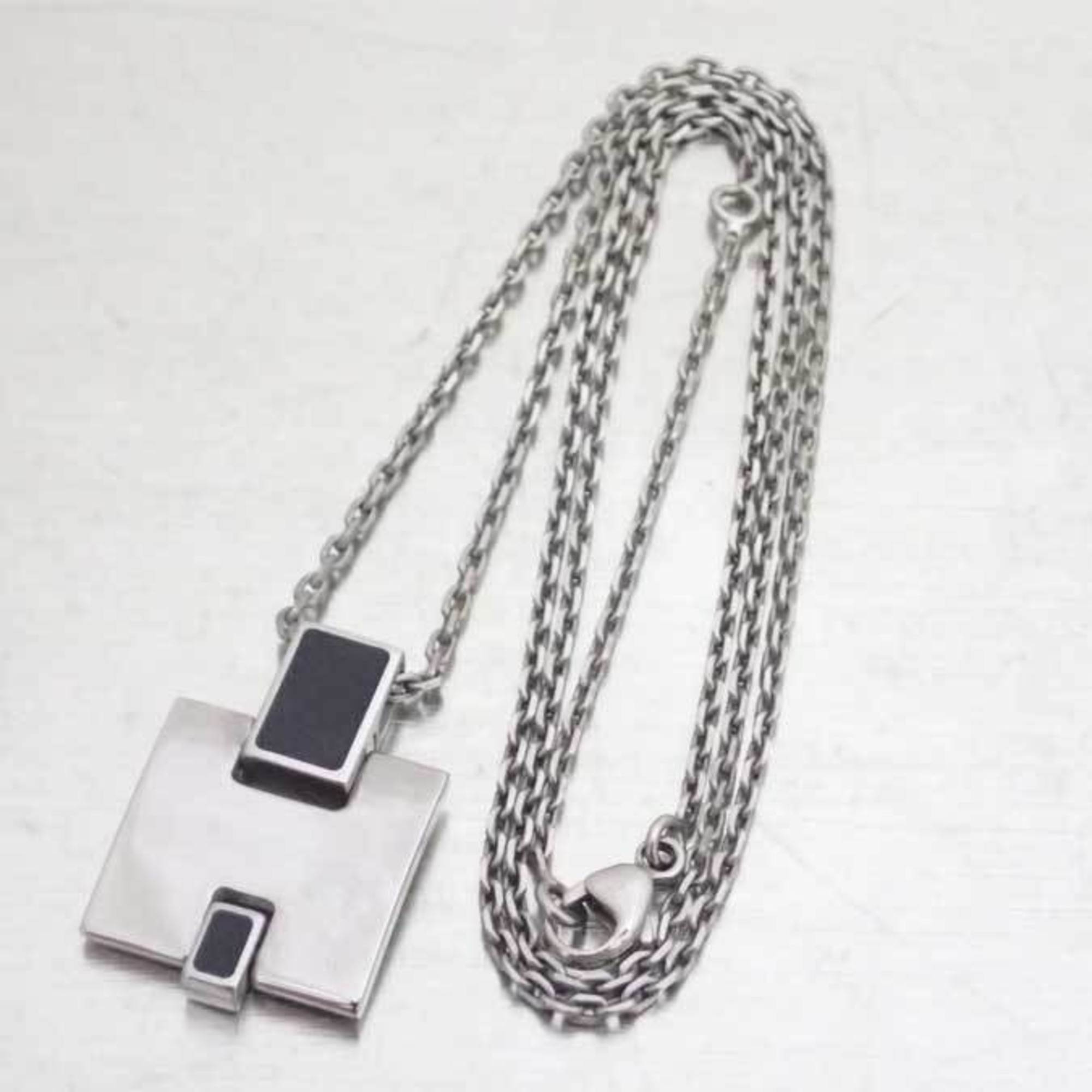 image of HERMES necklace Irene metal/enamel silver/black unisex