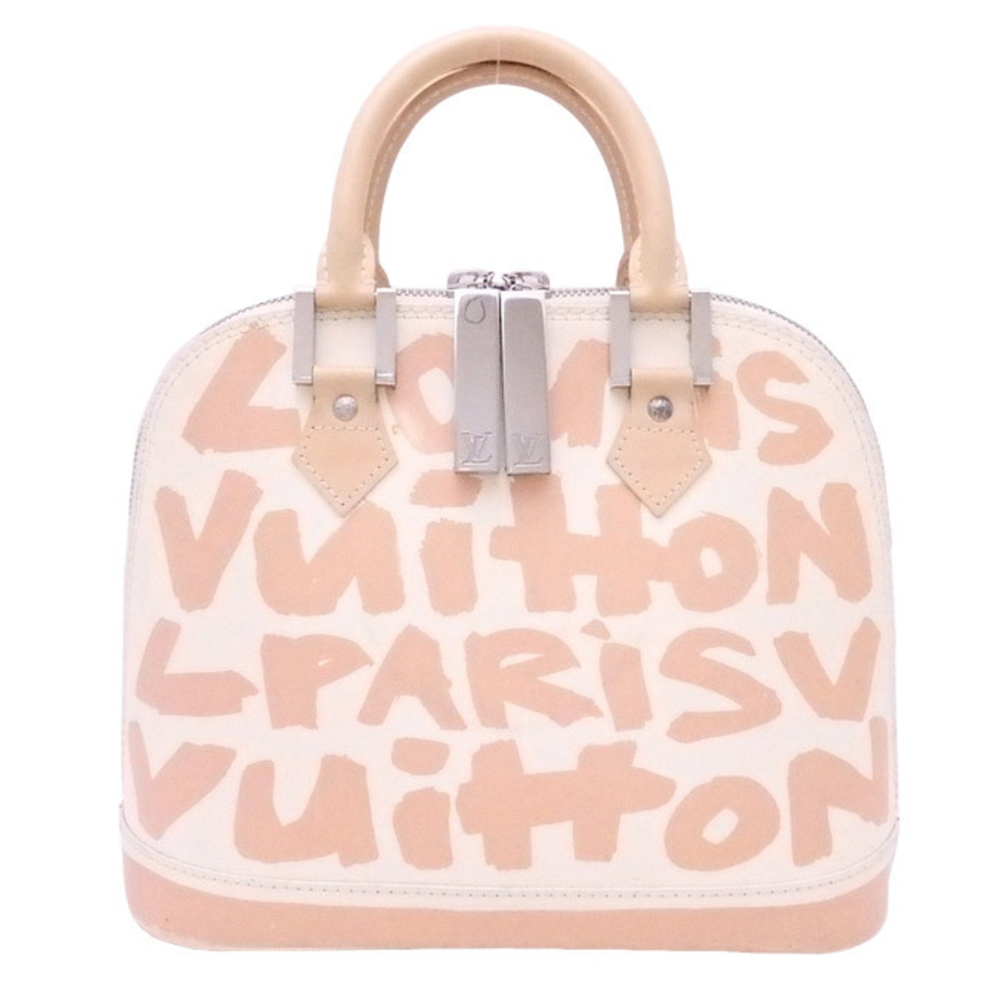 LOUIS VUITTON GRAFFITI ALMA MM HAND BAG BEIGE LEATHER M92180