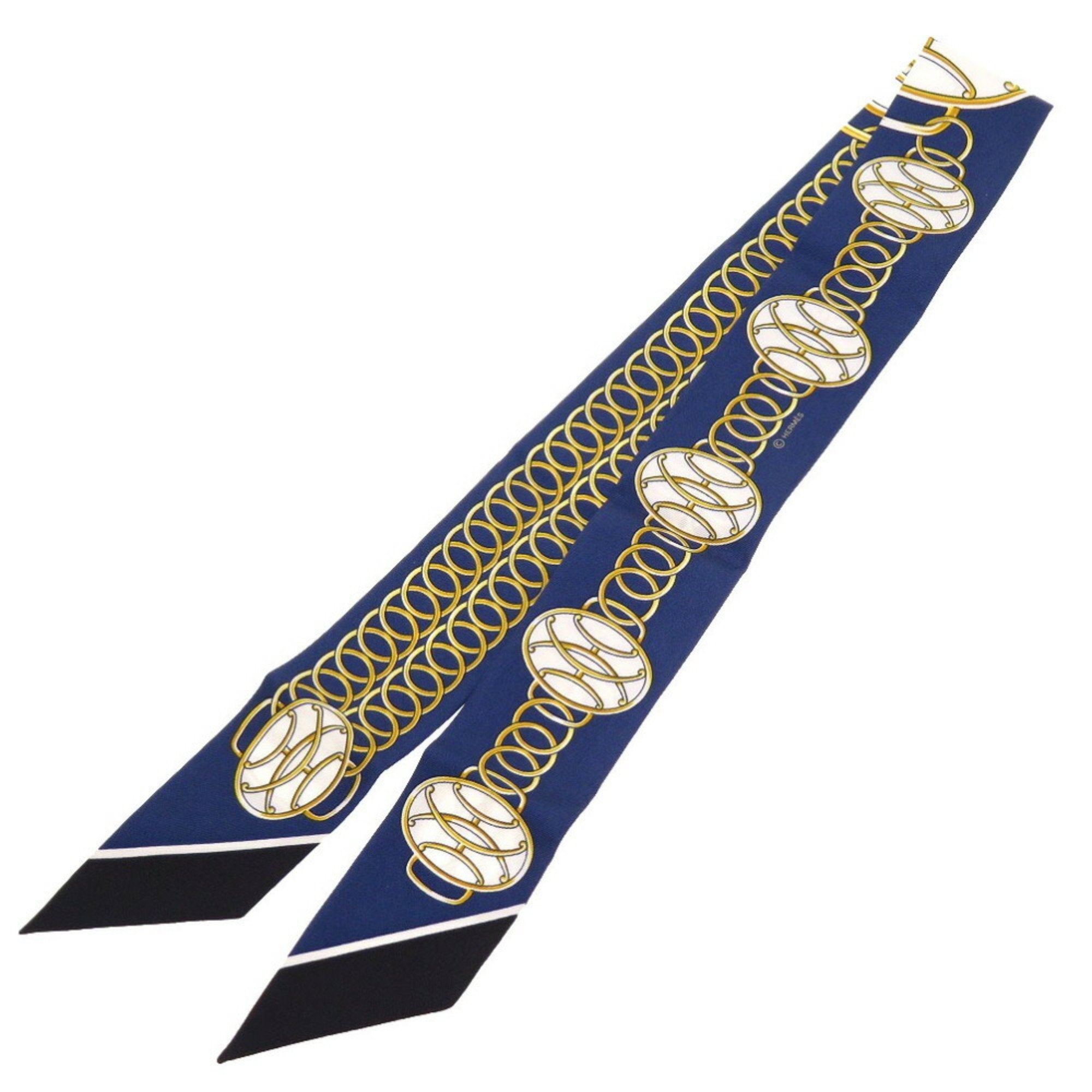 image of HERMES Lift Profile lift profile scarf muffler silk navy blue