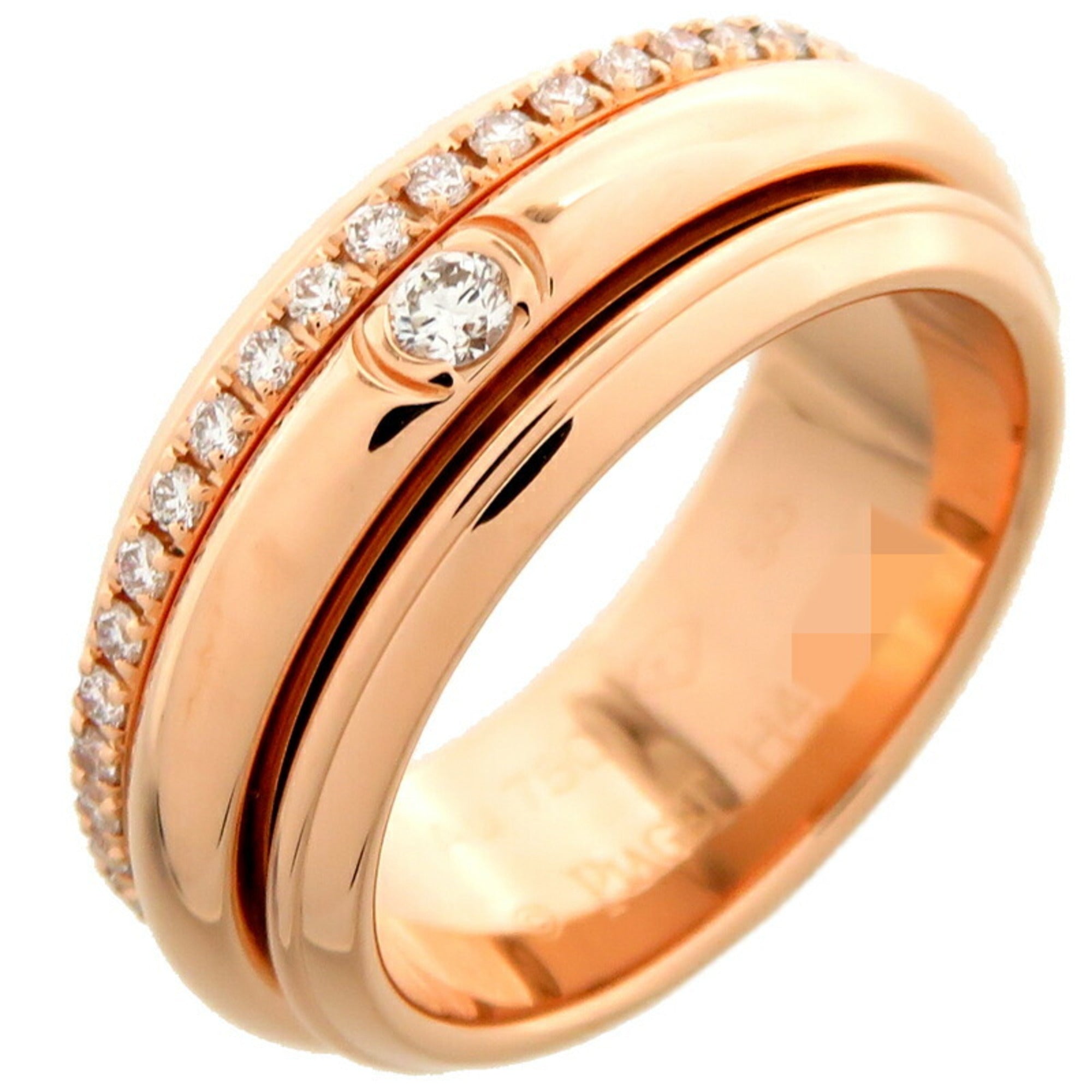 piaget #55 possession full diamond women's ring pgg34p8a55 750 pink gold size 14.5