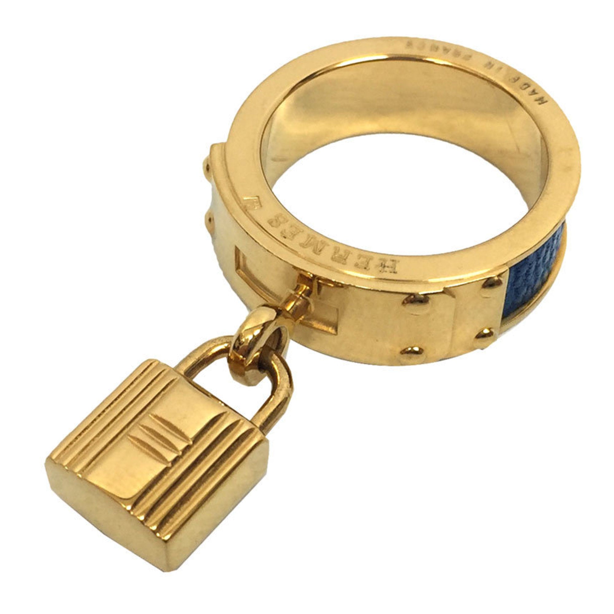 image of HERMES Kelly Cadena Scarf Muffler Ring Gold x Navy H Belt
