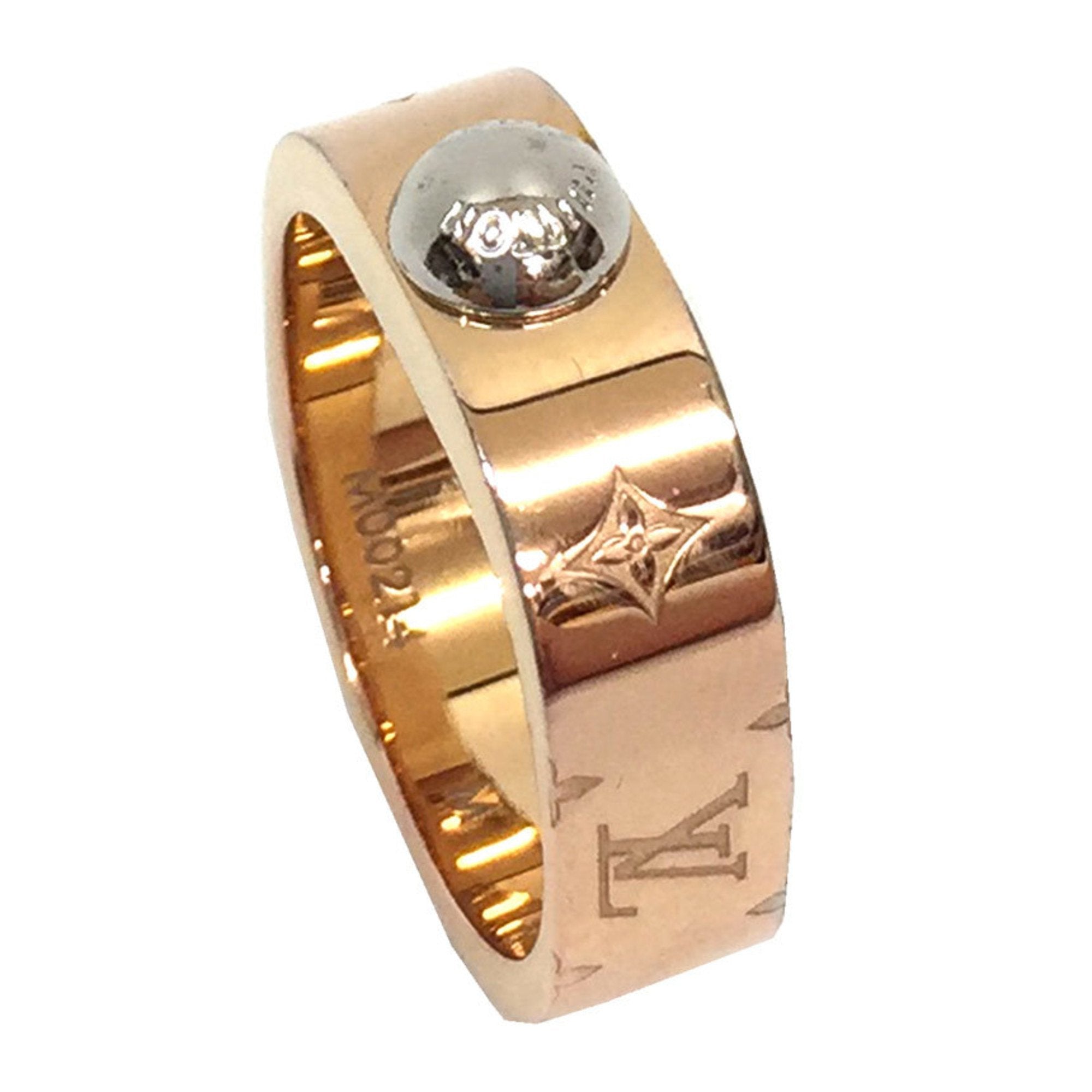 Louis Vuitton Berg Nanogram Ring M00216 S Size Silver x Gold Color Acc