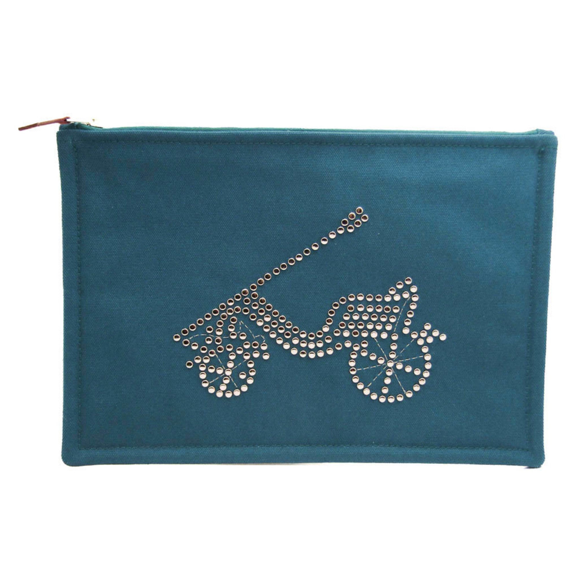 image of HERMES H102847M Women,Men Cotton Pouch Blue