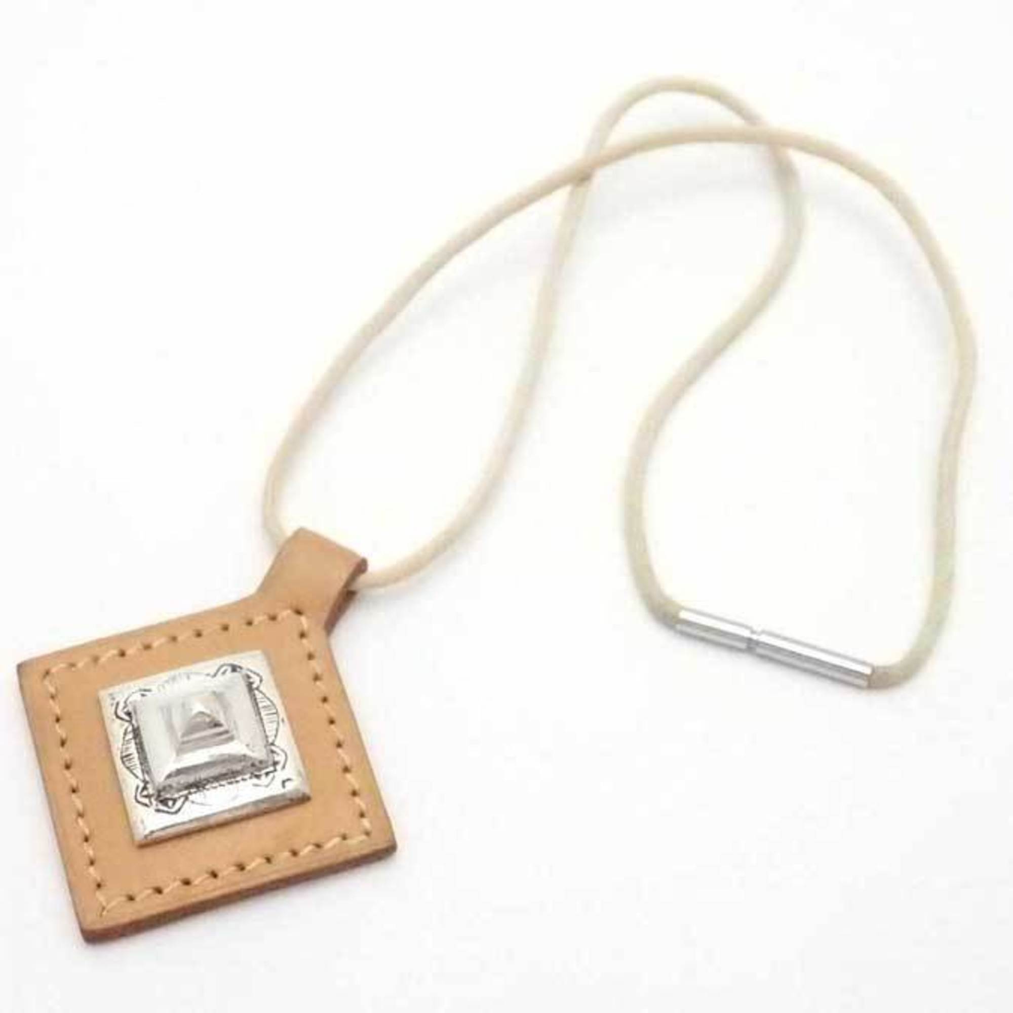 image of HERMES necklace Tuareg leather/metal beige brown x silver unisex