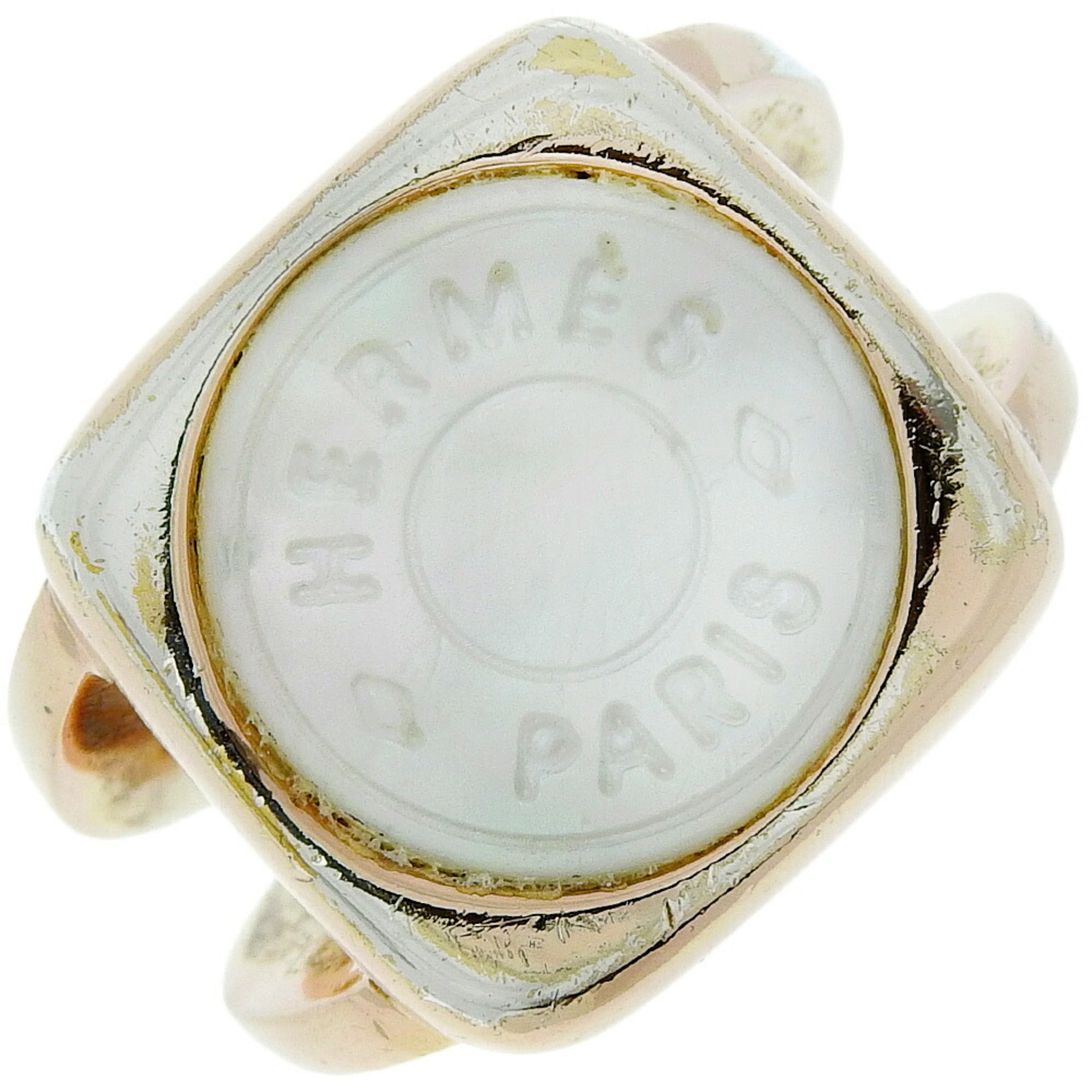 image of HERMES Corozo Serie Ring Gold Plated x White Shell No. 9 Women's