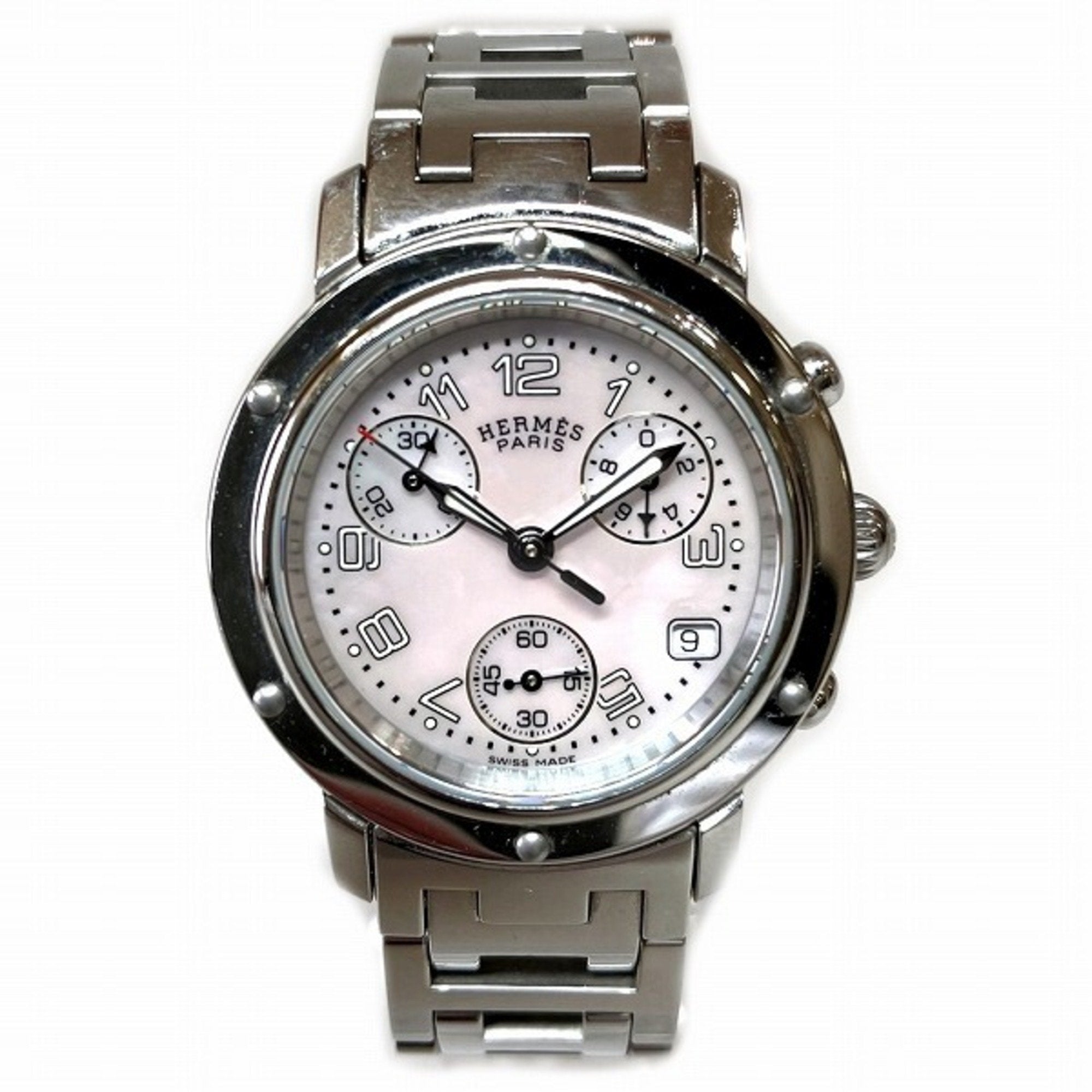 image of HERMES Clipper Nacre Chronograph CL1.310 Quartz Watch Ladies