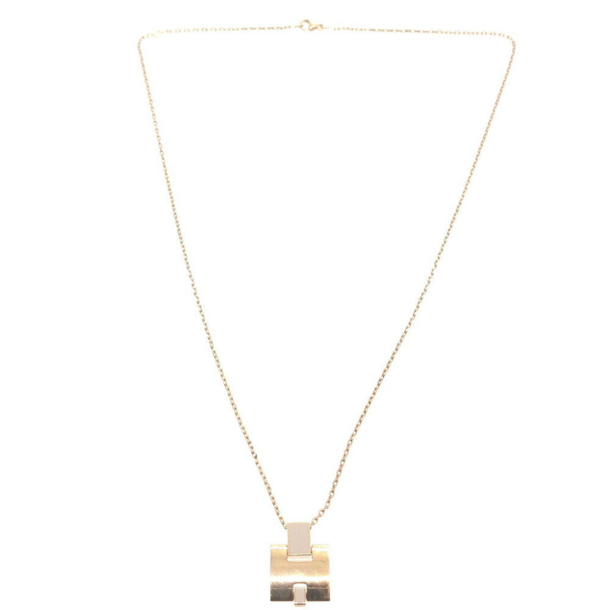 image of HERMES Irene H Motif Metal Rose Gold Necklace