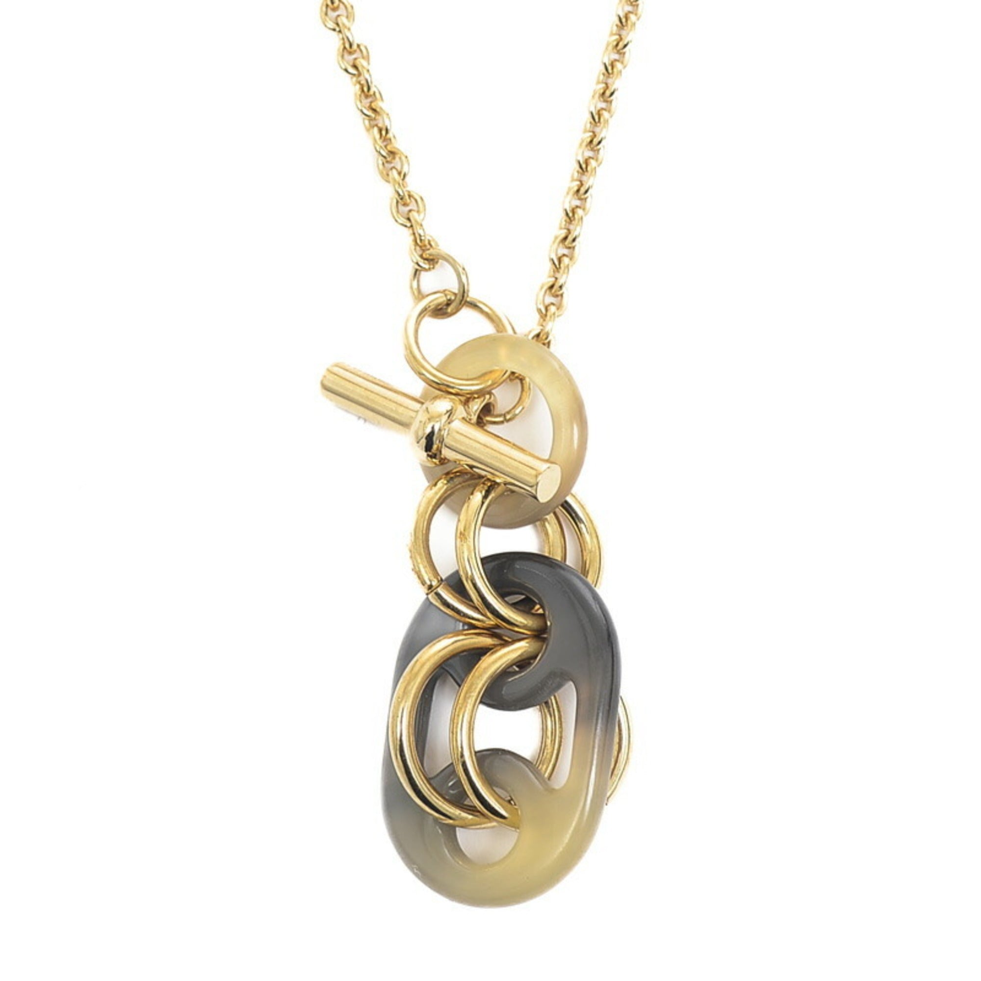 image of HERMES eurydice necklace buffalo horn metal gold