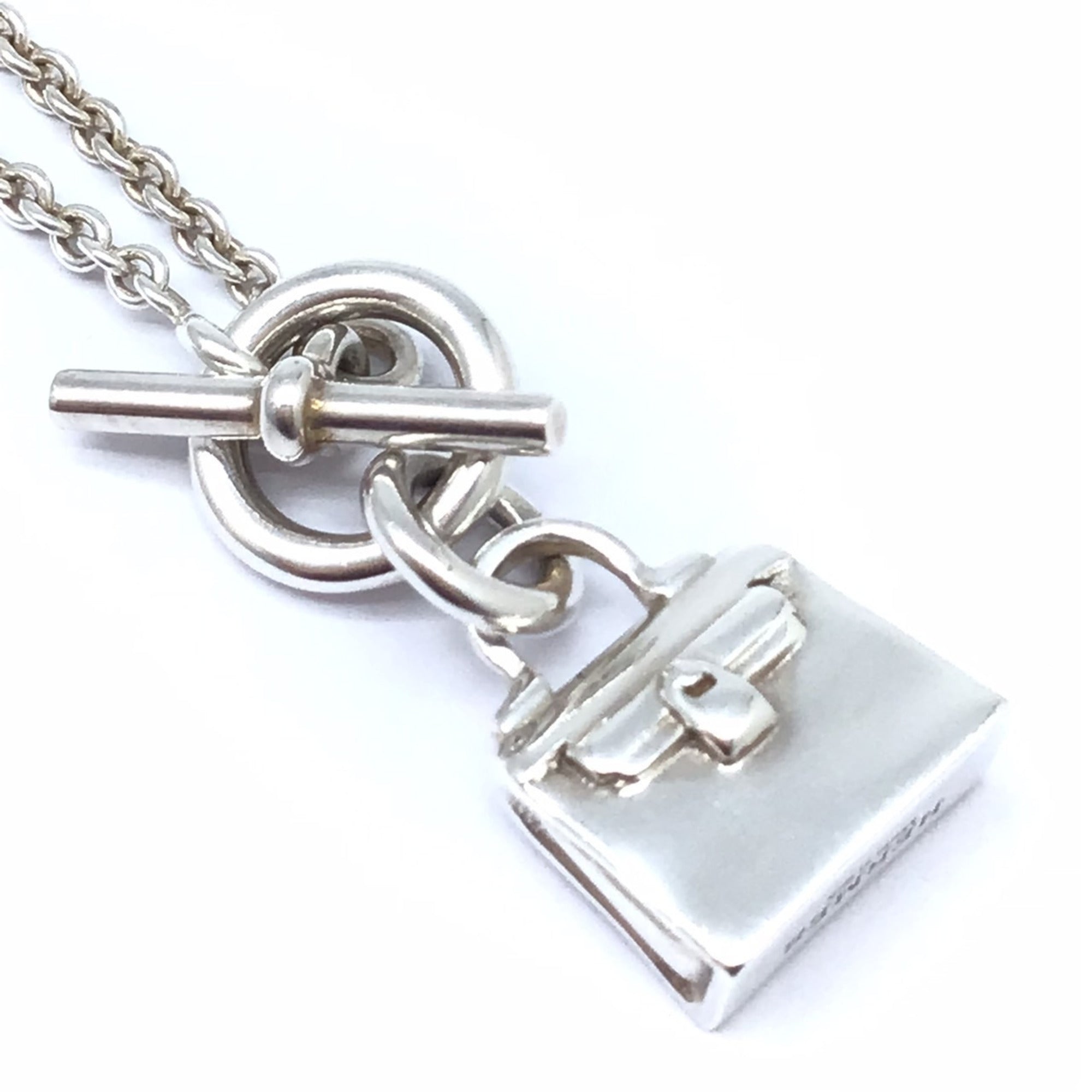 image of HERMES Amulet Kelly Necklace Silver Ag925 SV925 Pendant Neck Fashion Accessories Women Men Unisex